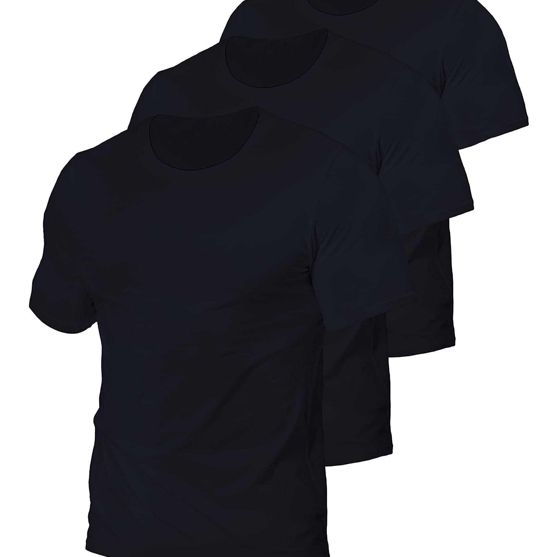 TEMU 3 Pack Men's Crew Neck Undershirt, Breathable Cotton Tees - , Short Sleeve Basic Solid Undershirt