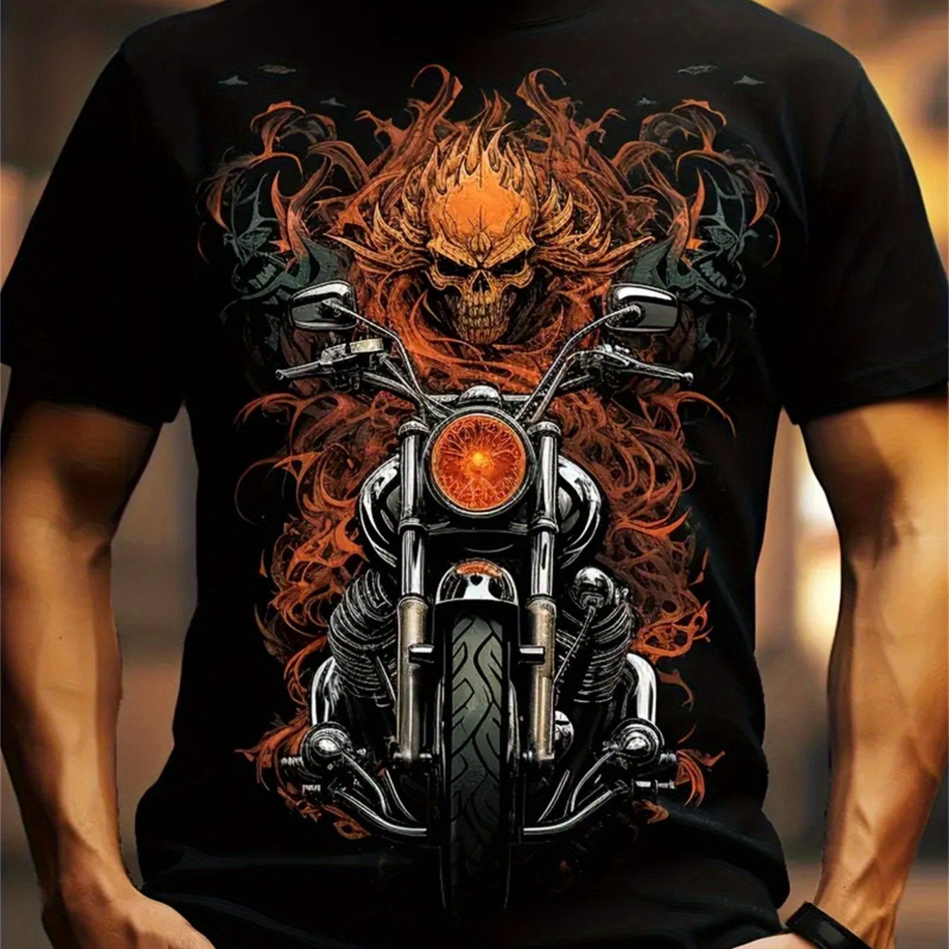Plus Size Men's Oversized Casual Short Sleeve Summer T-shirt With Pattern Print