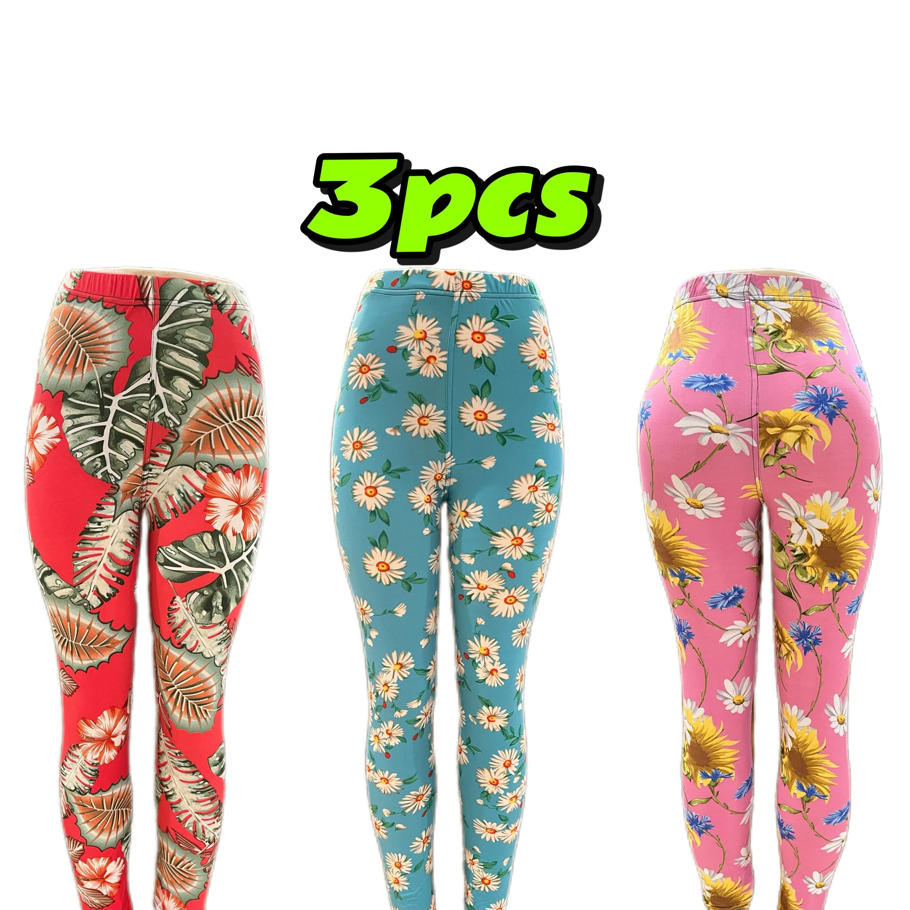 

14 (918) 3pcs High Waist Printing Yoga Leggings - Comfortable Casual Sweatpants - Stretchable, Moisture-wicking For Fitness & Mixed Colors