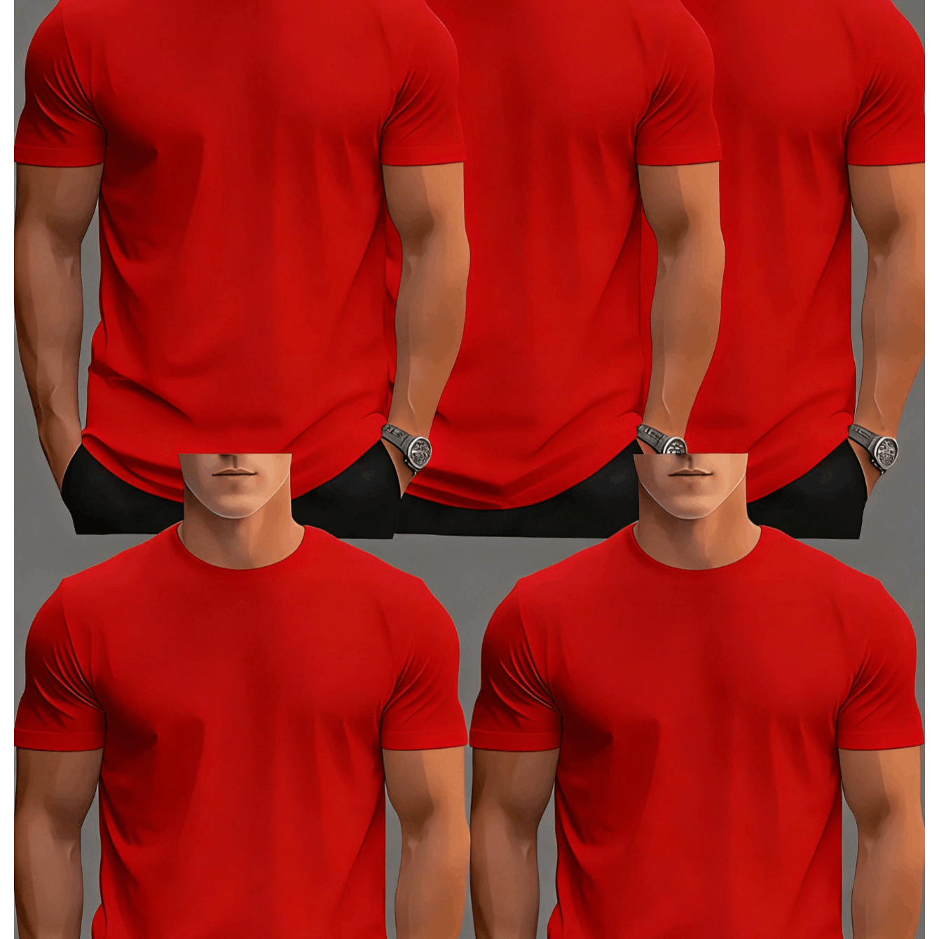 TEMU 5 Piece Of Blank Red Tshirt For Men Or Women Unisex Casual Short Sleeve Tee Heavy Cotton Crew Neck, Soft Adorable Tees Tops