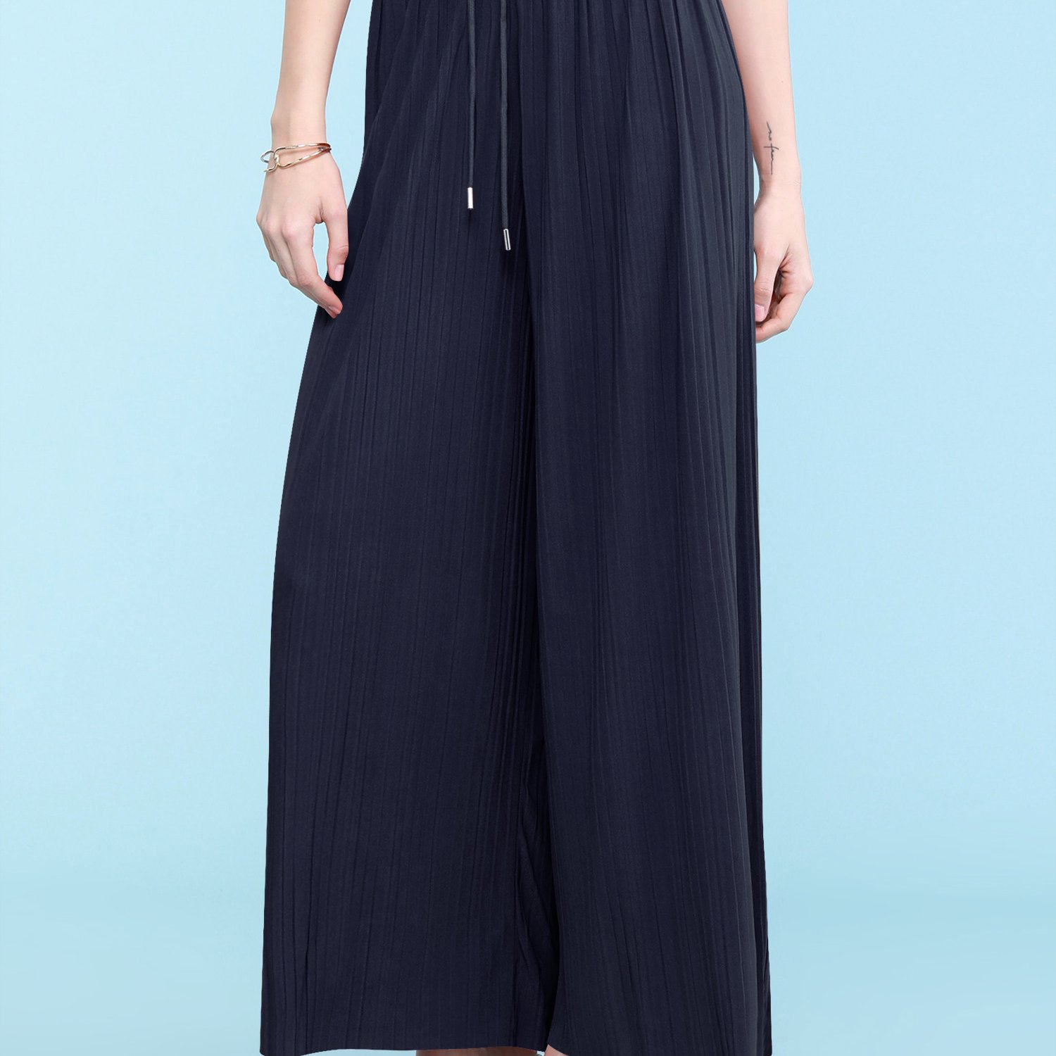 

Women's Pleated Wide Leg Palazzo Pants With Drawstring