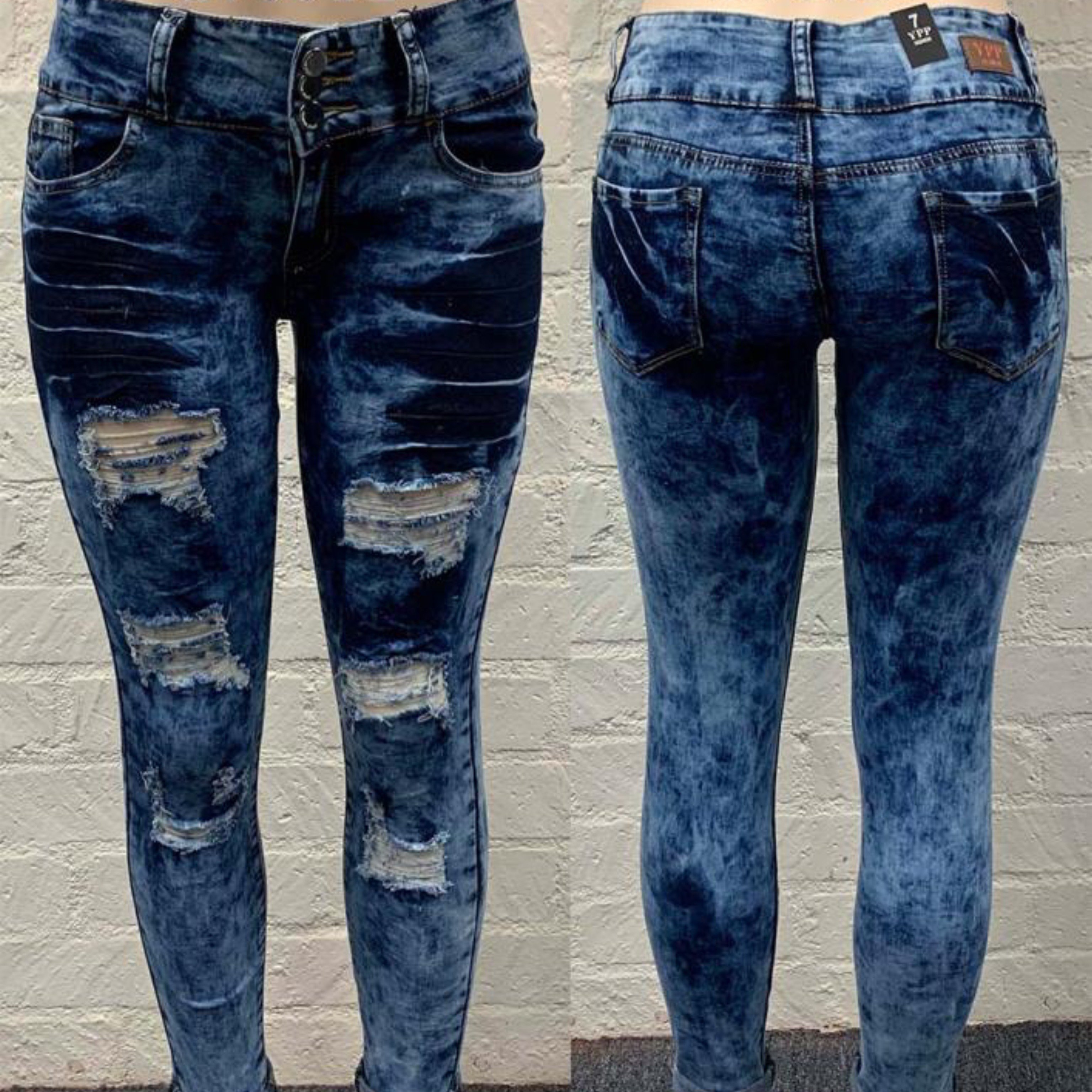 

0012 Women's Dark Blue Washed Plain Stretchy Skinny Jeans, Elegant Style, Denim Pants For Casual Wear