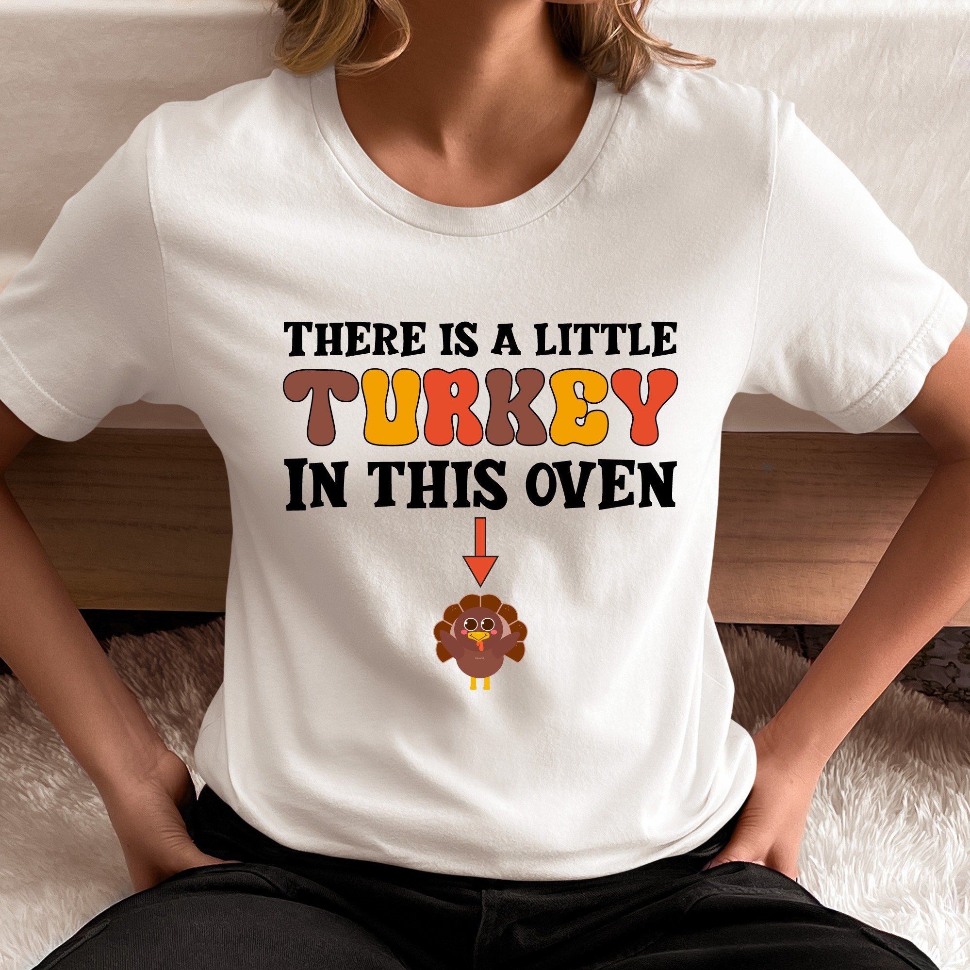 

Tt61 There Is A Turkey In This Oven Shirt, Thanksgiving Pregnancy T-shirt, Embarazada Camisa Tee, Women's Maternity Cotton Shirts 359732