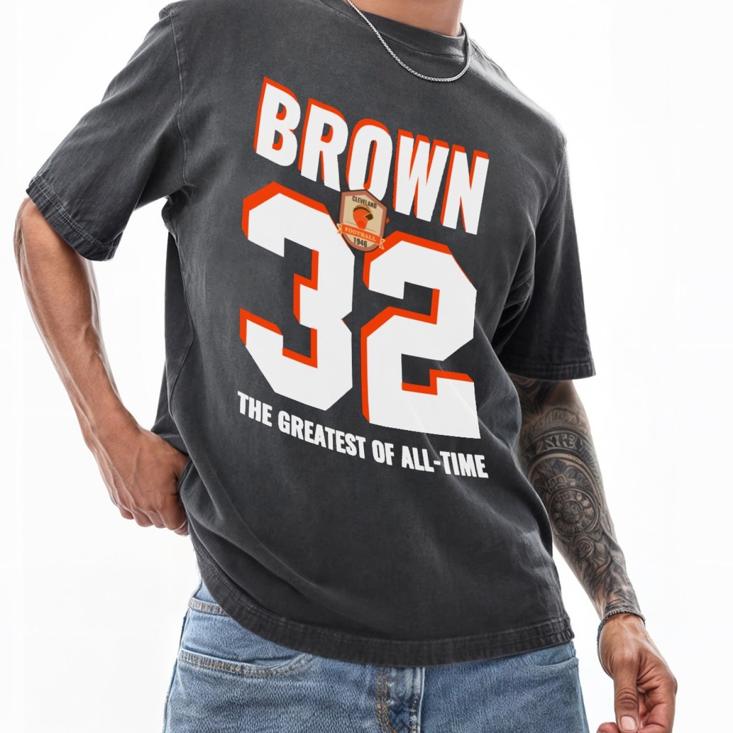 

Football Shirt: 32 Brown - - Washed T-shirt