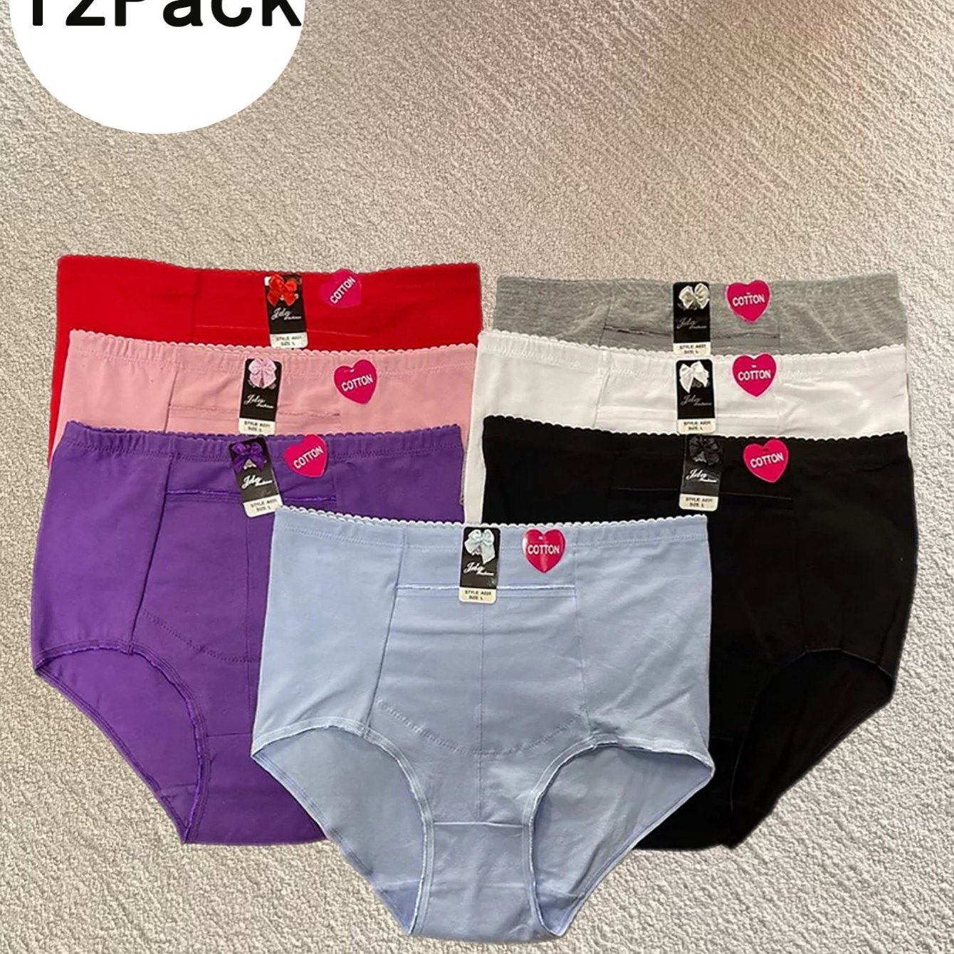 

12 Pack Women's Cotton Underwear High Waist Stretch Briefs Soft Underpants Ladies Full Coverage Panties