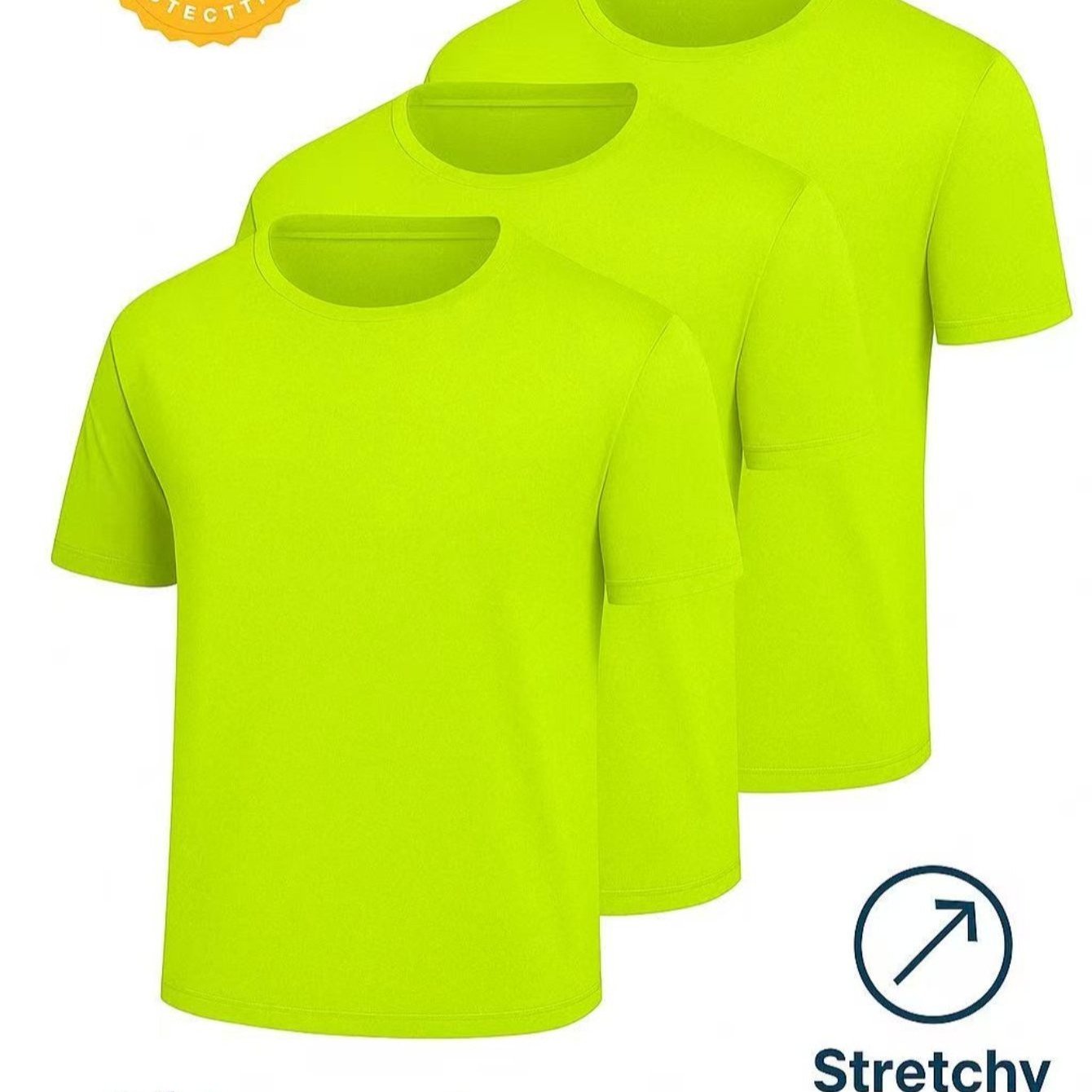 TEMU 3-pack Men’ T-shirts – Uv Protection, Quick Dry, Breathable, Stretch Fabric