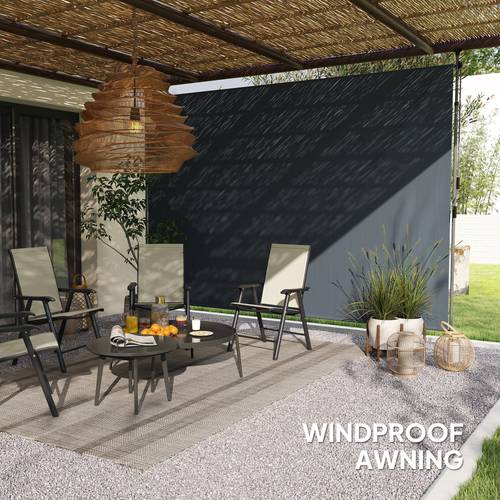 11 5 x 10 retractable patio awning manual outdoor privacy screen with upf30 water resistant fabric for patio balcony terrace pool dark grey