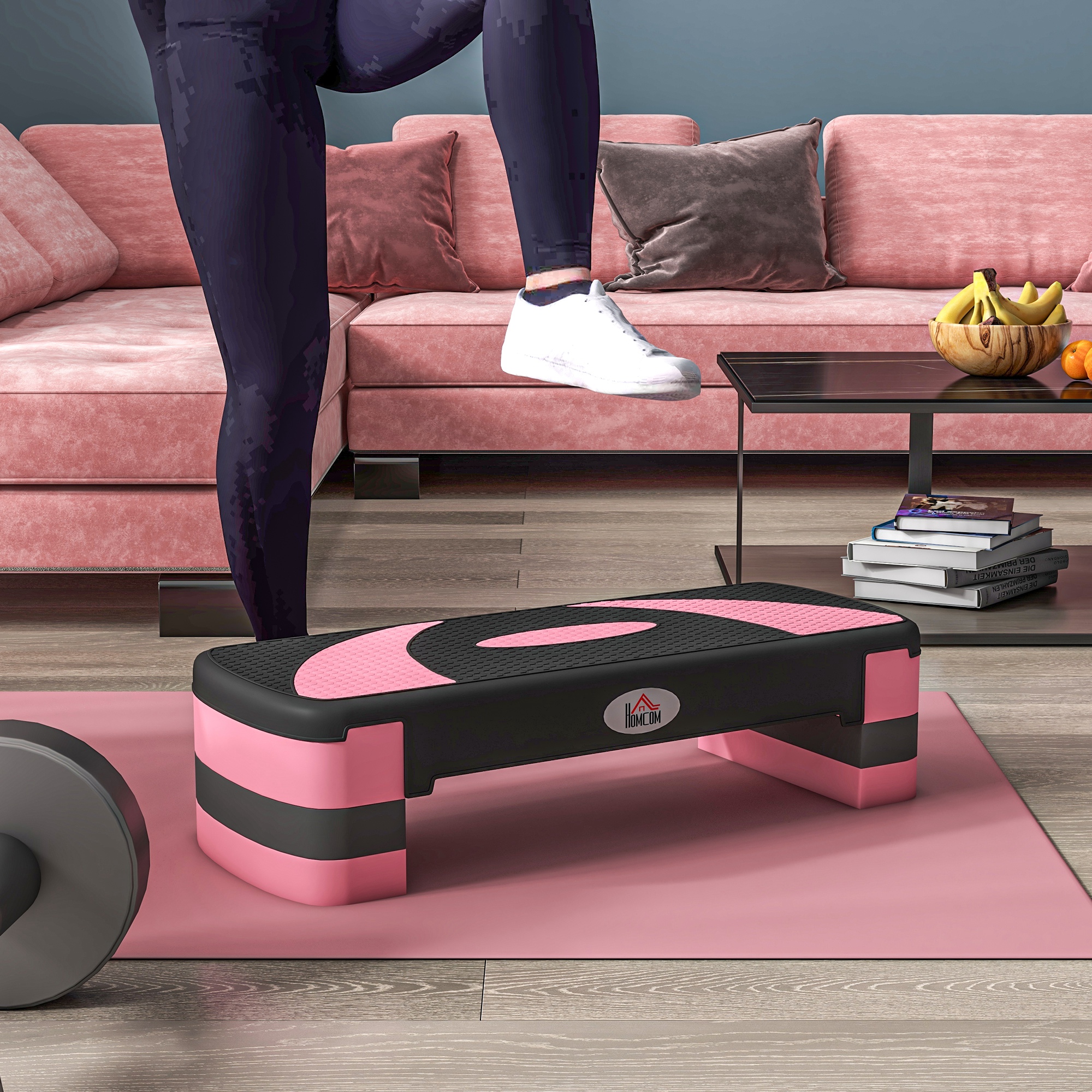 TEMU Adjustable Aerobic Stepper, Exercise Step Platform, Step Exercise Trainer, Workout Fitness Yoga Risers, 4"-6"-8", Pink