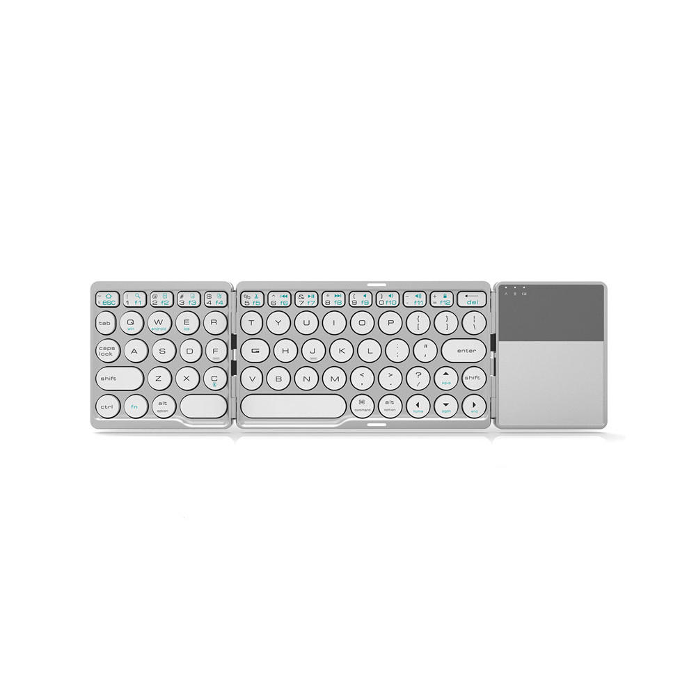Clavier sans fil avec touchpad, 3 plis, portable, rechargeable, Bluetooth