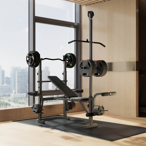 adjustable weight bench with bench bench press rack lat pull down machine and leg extension incline or flat workout bench for home gym strength training