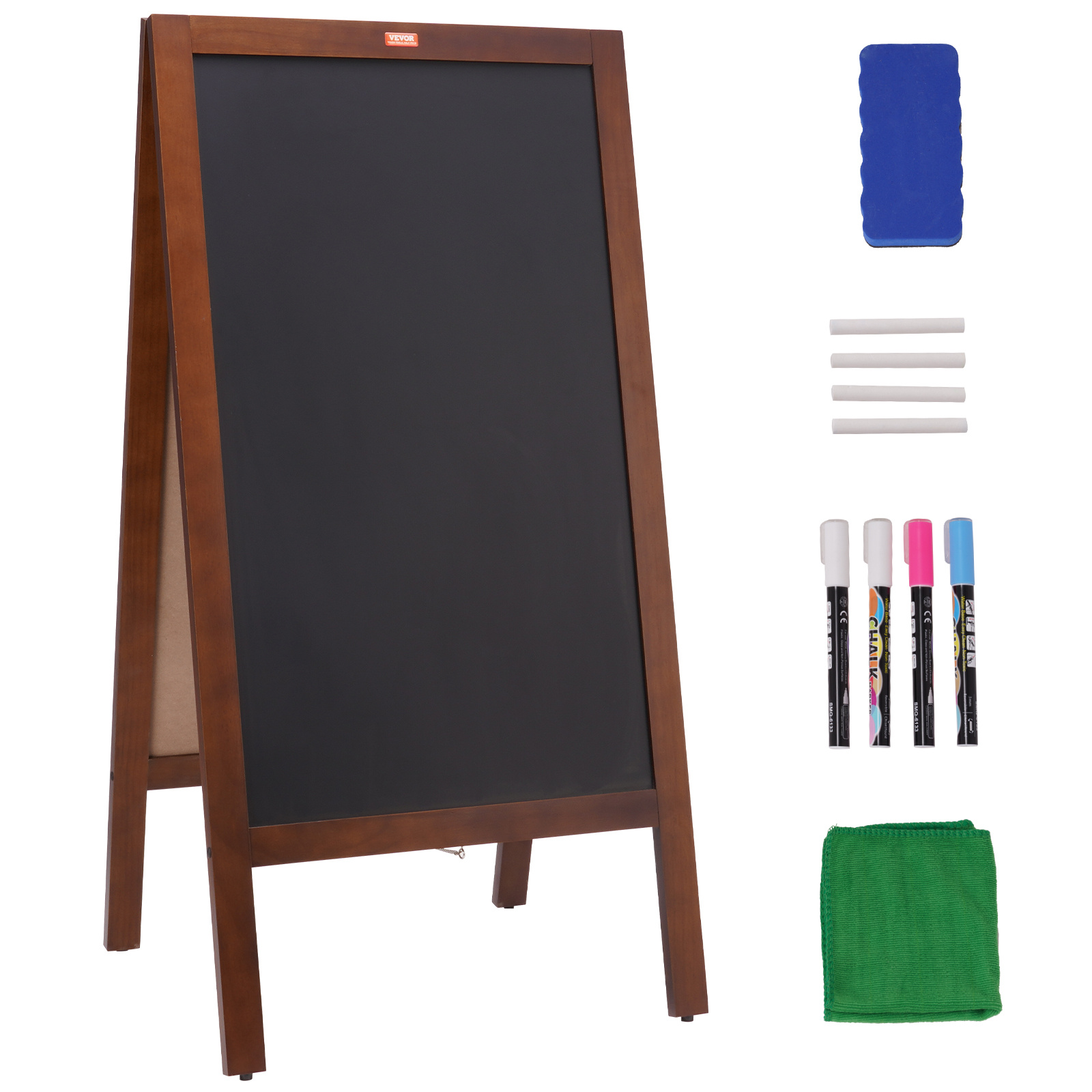 TEMU Vevor A Frame Chalkboard Sign, Double-sided Sidewalk Signs, Freestanding Vintage Wooden Chalk Board With Chalks & Magnetic Eraser, Rustic Brown