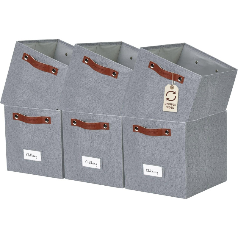 TEMU Lot de 4/6 de rangement cubiques avec porte-étiquette pour placard, étagères, vêtements