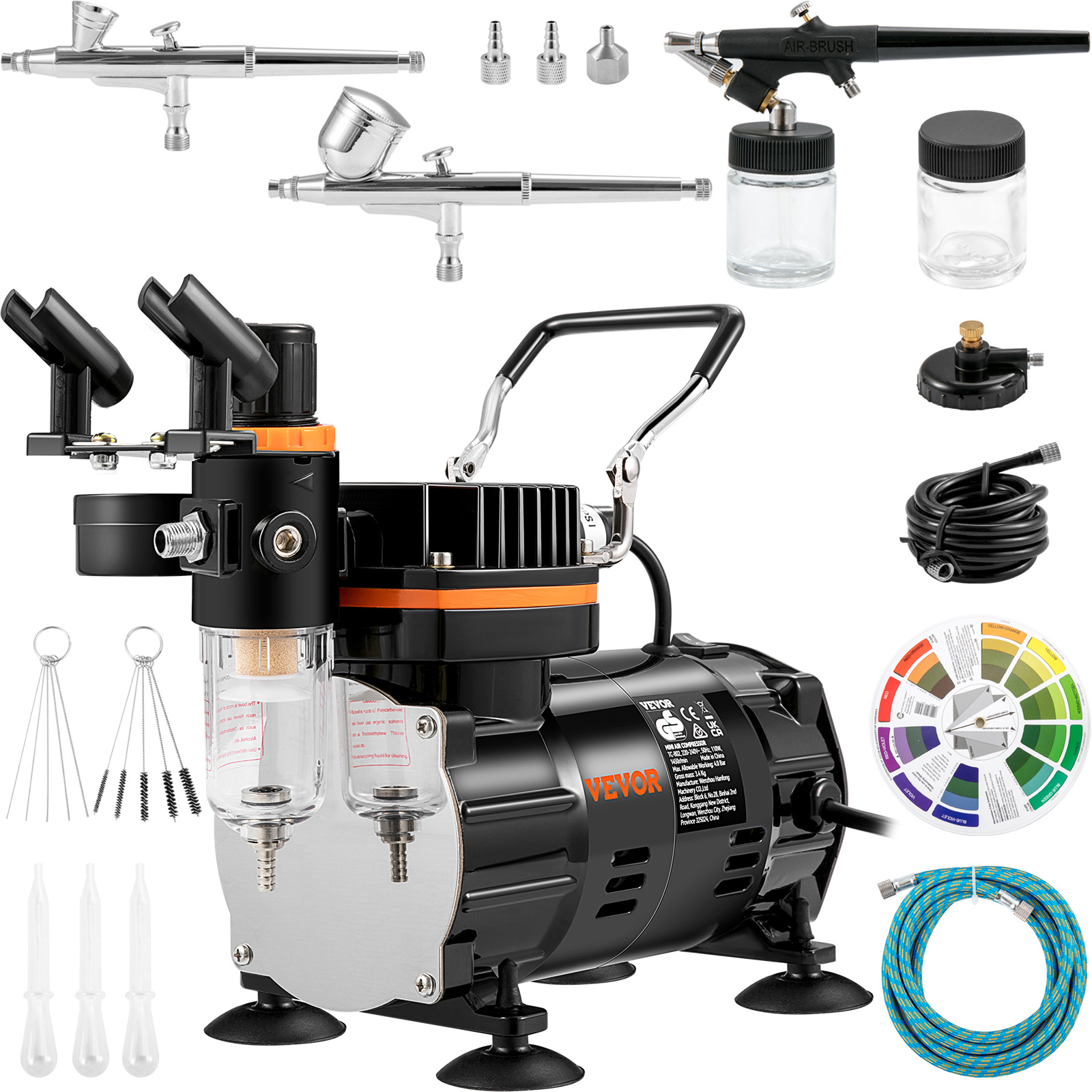 TEMU Kit d'aérosol VEVOR, ensemble d'aérosols professionnel avec compresseur, kit de système d'aérosol avec aérosols à alimentation à double action