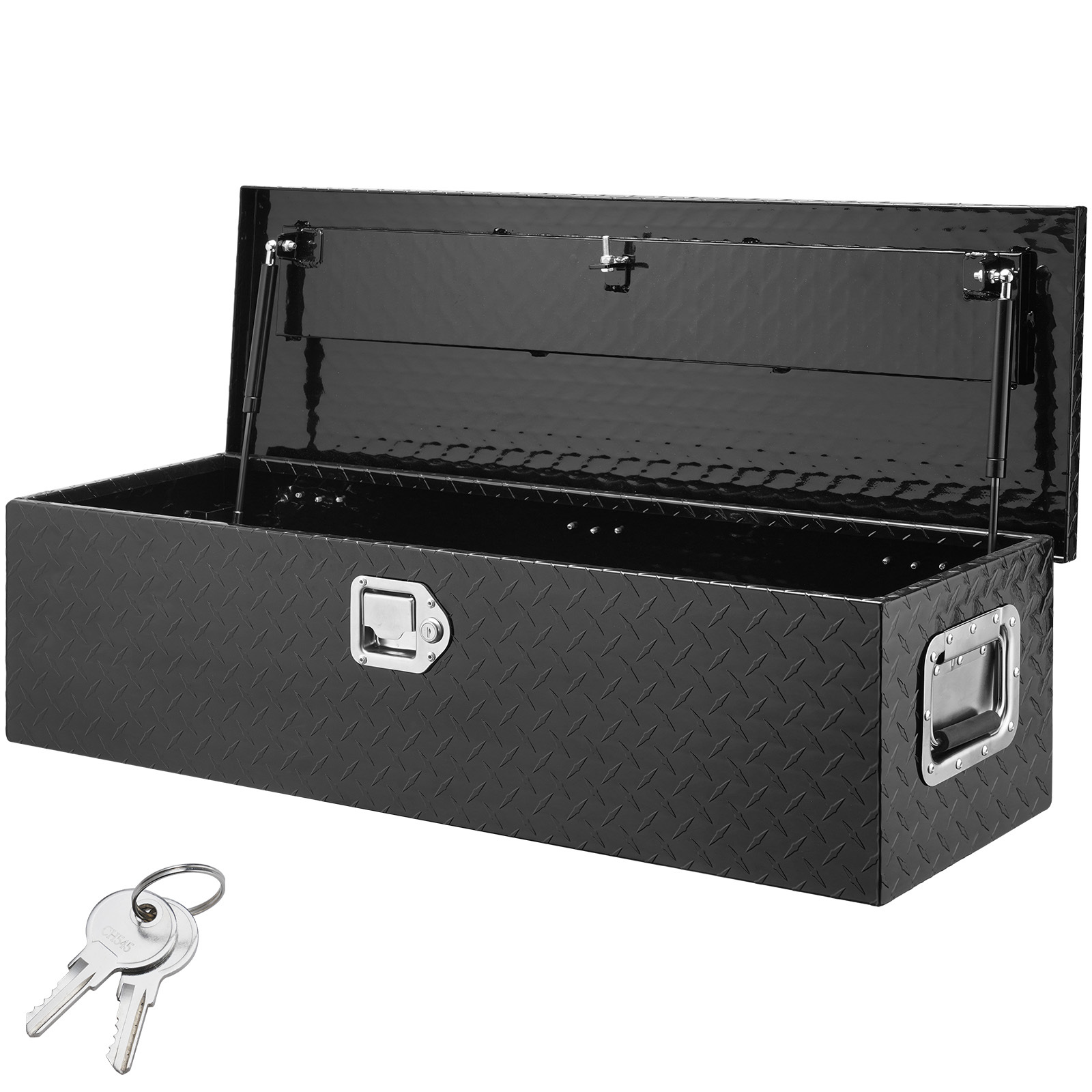 TEMU Boîte à outils en aluminium robuste VEVOR, boîte à outils en plaque diamantée avec poignée latérale et clés de verrouillage, boîte à outils de