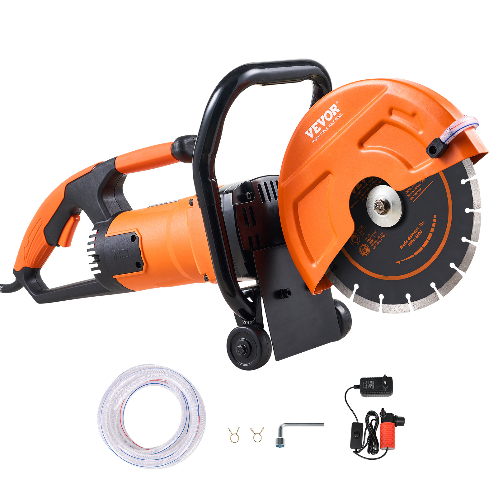 TEMU Scie circulaire électrique VEVOR pour béton, 9 pouces, moteur 1800 W 15 A avec une profondeur de coupe de 3,5 pouces, scie circulaire à disque