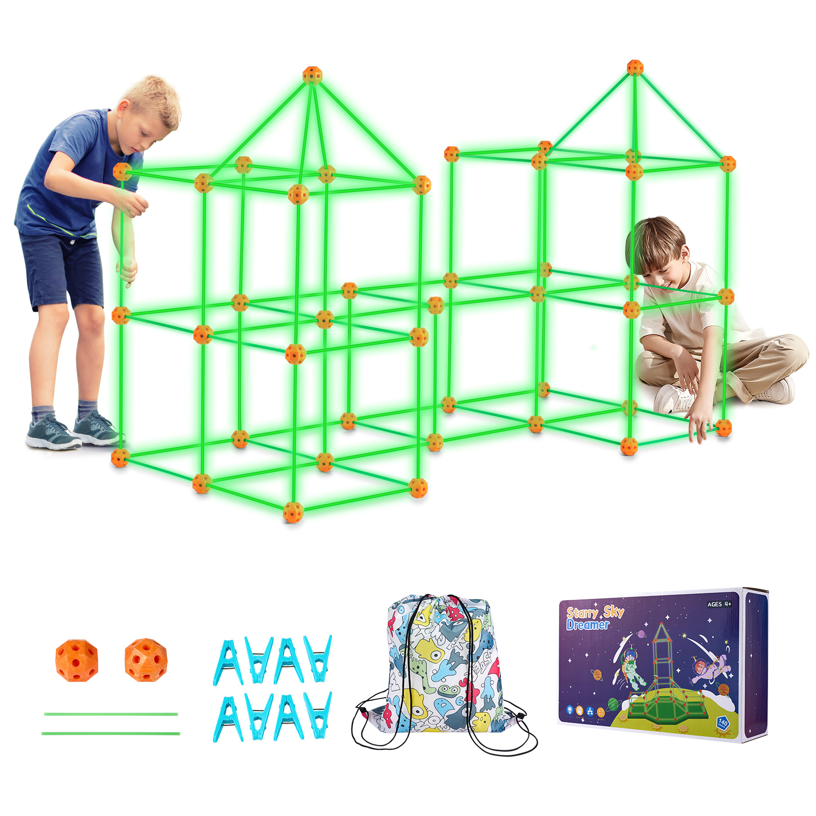 TEMU Kit de construction de tente VEVOR pour enfants, ensemble de jouets de construction STEM, 85 pièces / 120 pièces / 140 pièces / 180 pièces,
