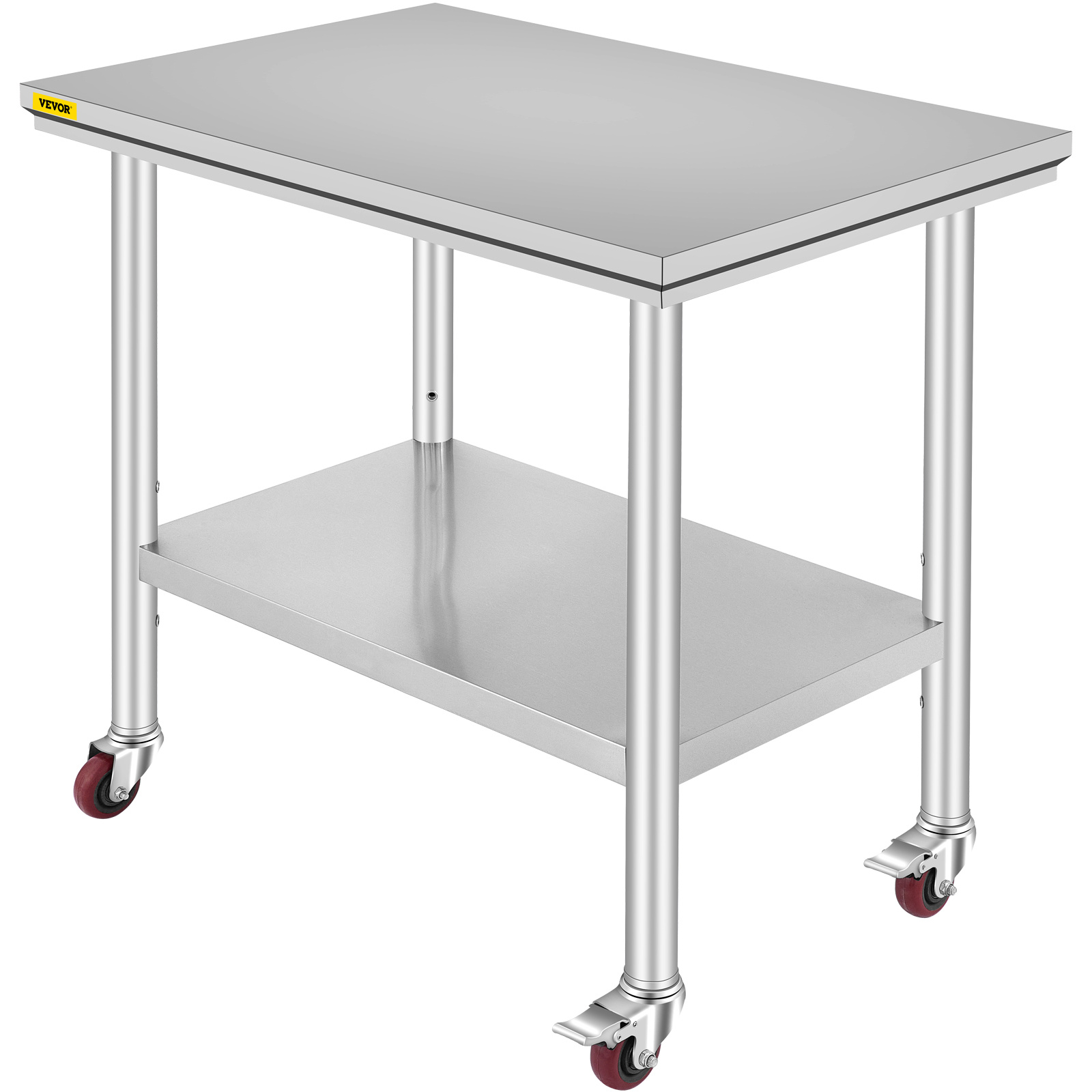 TEMU Table de Travail en Acier Inoxydable VEVOR 36x24 Pouces avec 4 Roulettes, Table de Préparation Alimentaire Lourde pour Cuisine et Restaurant