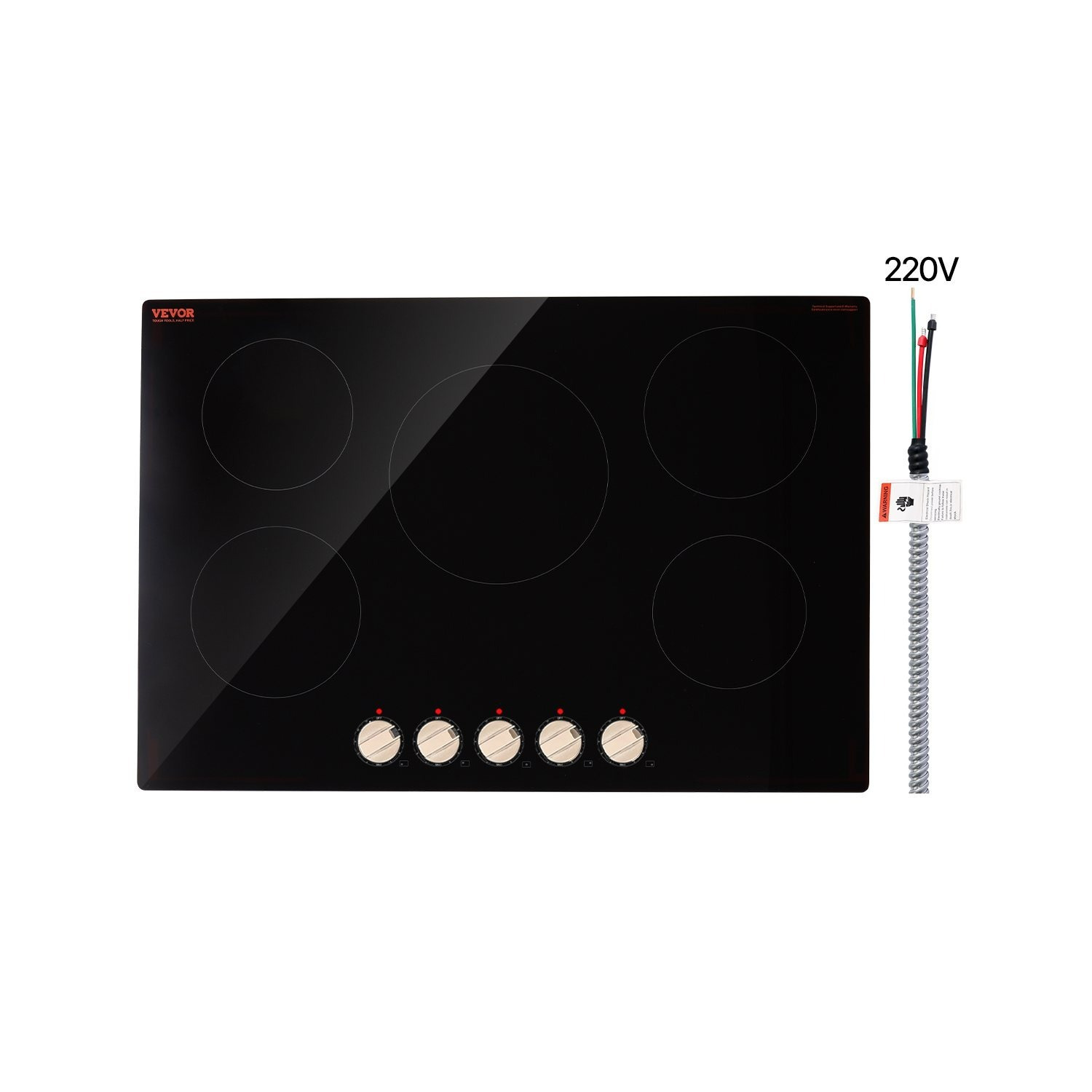   9200w 5 burner induction cooktop electric countertop burner knob control 30in 36in