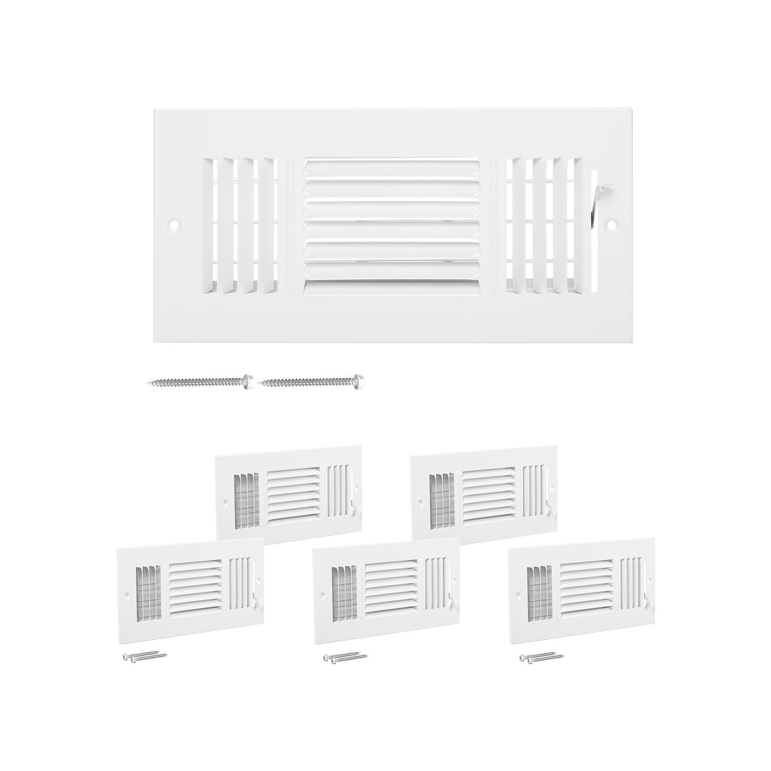 TEMU Vevor Floor Registers 3-way 4x10 Inch Iron Floor Vents Hvac Grilles 6-pack White