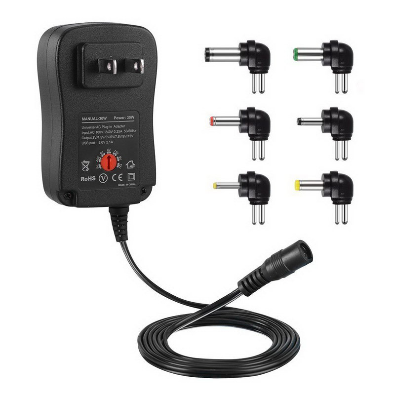 TEMU 3v To 12v Adjustable 30w Universal Power Supply Adapter Multiple Tips Jack