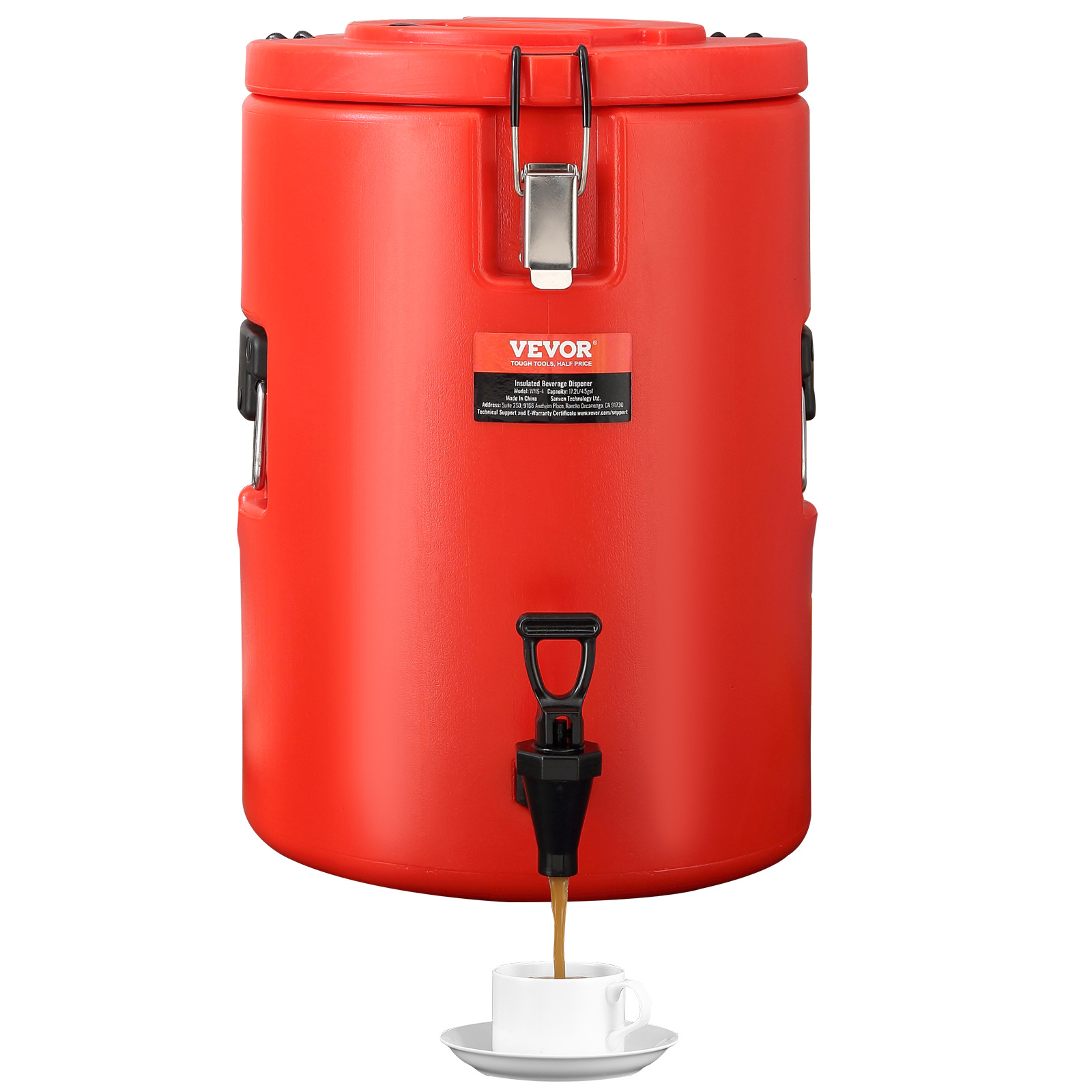 TEMU Vevor Stainless Steel Insulated Beverage Dispenser, 4.5 Gallon 17.2 Liter, Thermal Hot And Cold Drink Server Dispenser With Spigot Handle,