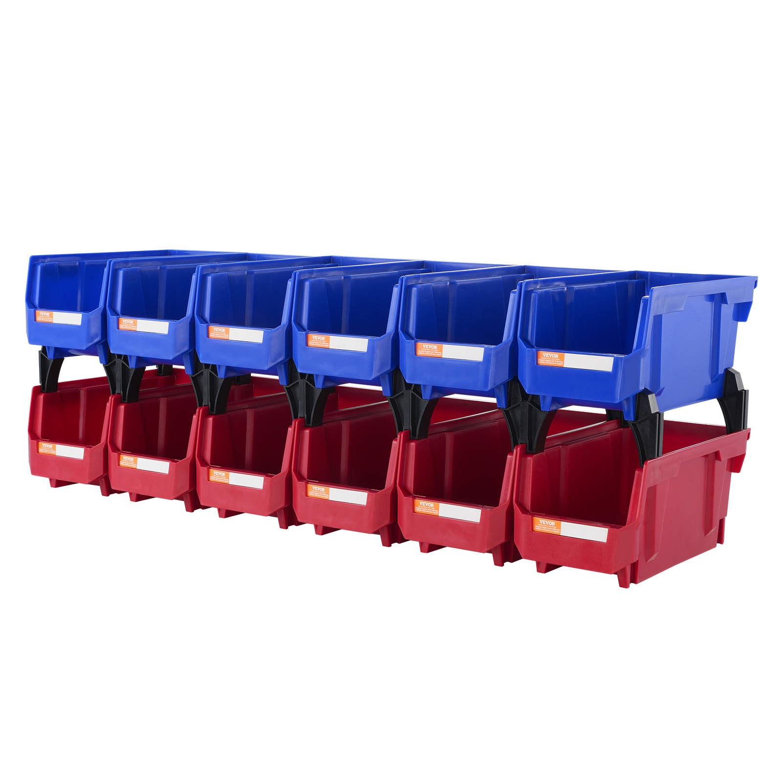 TEMU Vevor Plastic Storage Bin, (5-inch X 4-inch X 3-inch) / (11-inch X 11-inch X 5-inch), Hanging Stackable Storage Organizer Bin, Blue/red, 12-pack
