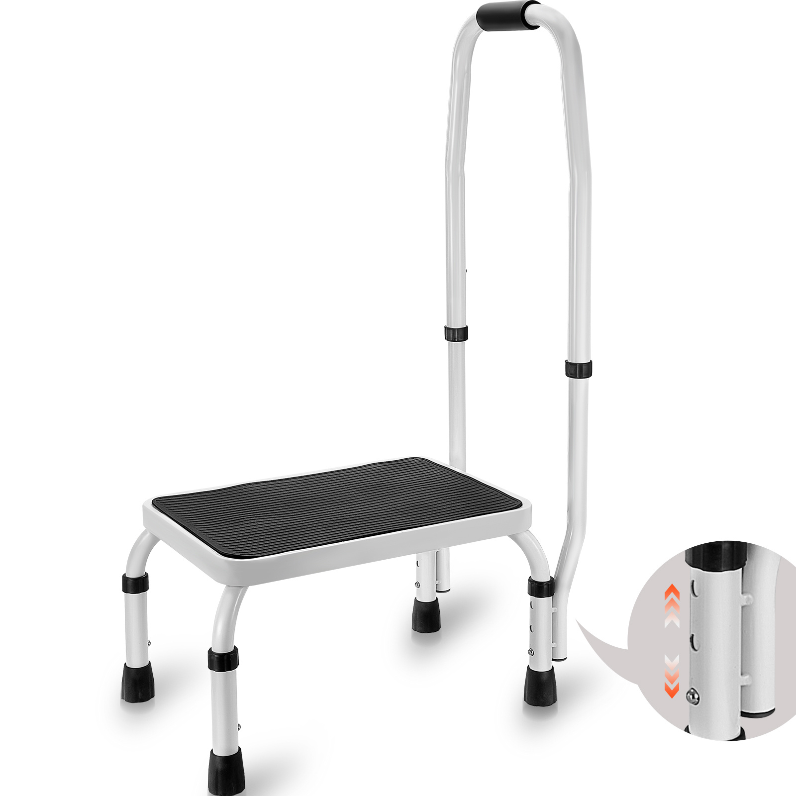 TEMU VEVOR Escabeau 1 Marche 330 lbs Capacité, 3 Hauteurs Réglables avec Poignée, Échelle en Acier Portable pour Enfants et Adultes, Escabeau Robuste