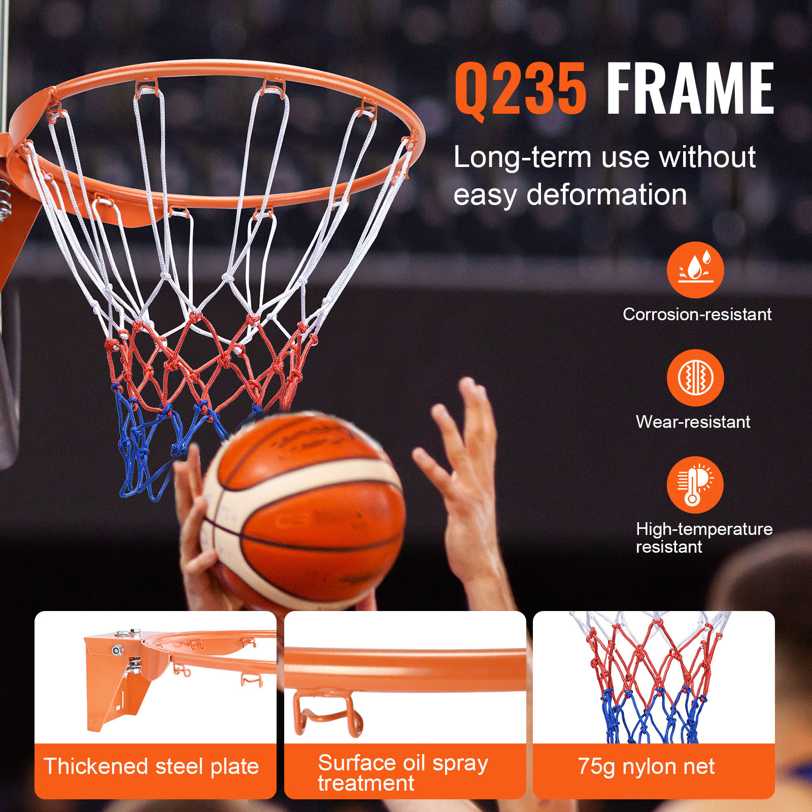 Filet De Basket-ball 20' X 9' En Nylon N°7 – Bordure Corde Poly 5/16, Marque Goodwin Netting