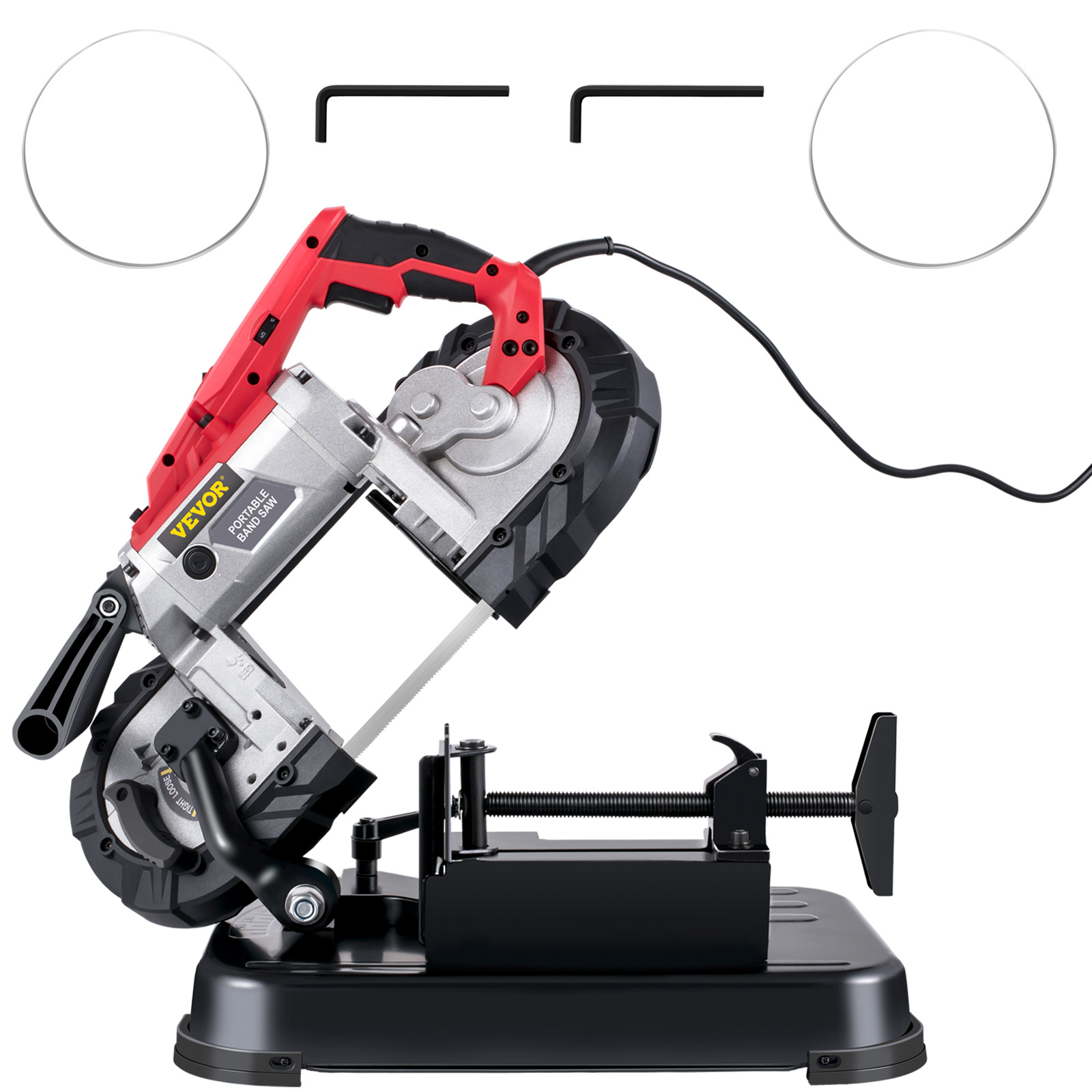 TEMU VEVOR Scie à Ruban Portable, Base en Acier Amovible 110V, Scie à Ruban Fil 5 Pouces, Scie à Ruban Portable à Vitesse Variable, Moteur 10Amp pour