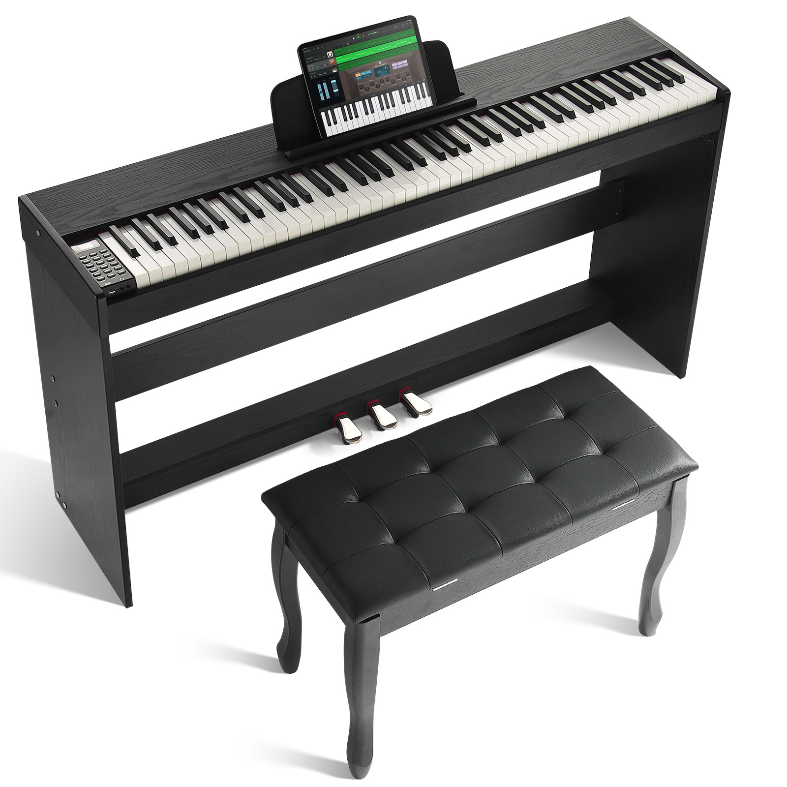 TEMU Vevor 88 Key Fully Weighted Digital Piano Dual Keyboard Simple Cabinet Bracket