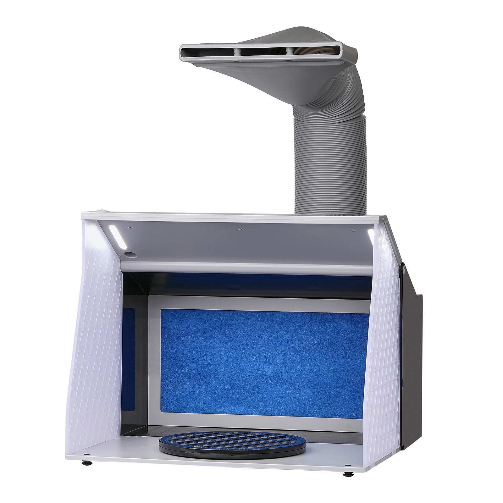 TEMU VEVOR Cabine de Peinture à l'Aérographe Portable, Kit de Cabine de Peinture avec 4 Lumières LED, Double Ventilateur Puissant, Plateau Rotatif et