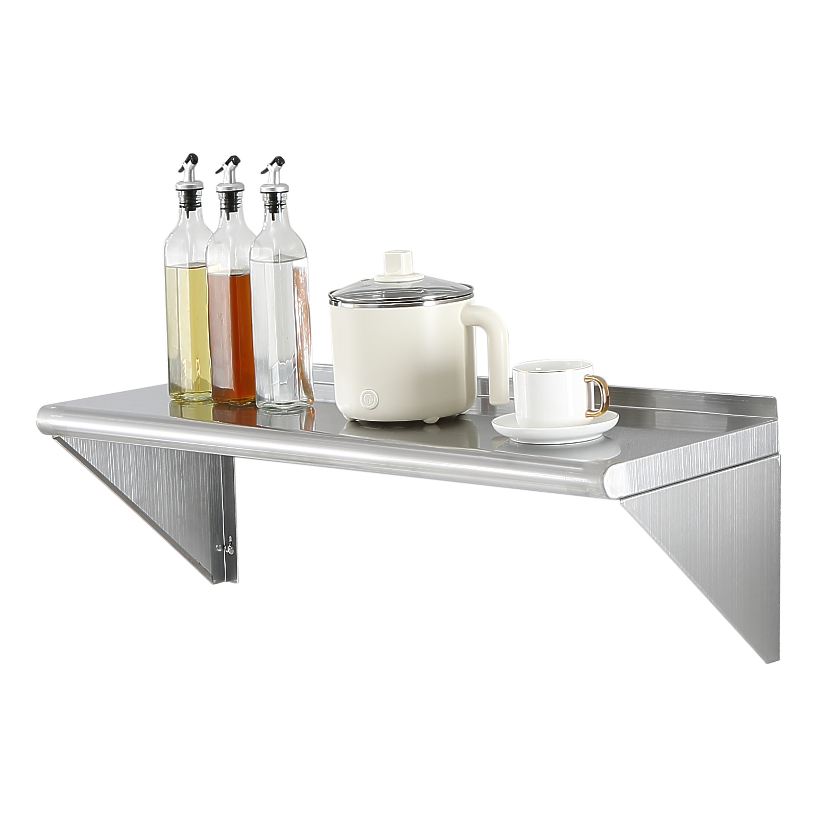 TEMU VEVOR 12" x 36" Étagère en acier inoxydable, étagère flottante murale avec supports, étagères commerciales de 250 lbs, rack de rangement robuste
