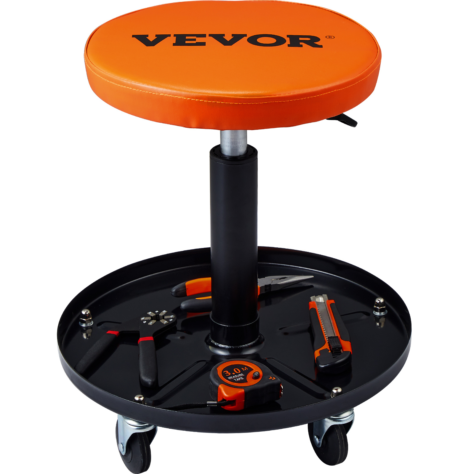 TEMU Tabouret Mécanicien VEVOR, 250 LBS, Siège Roulant Pneumatique pour Garage/, Hauteur Réglable 22 à 28 pouces, Tabouret de Travail Rembourré avec
