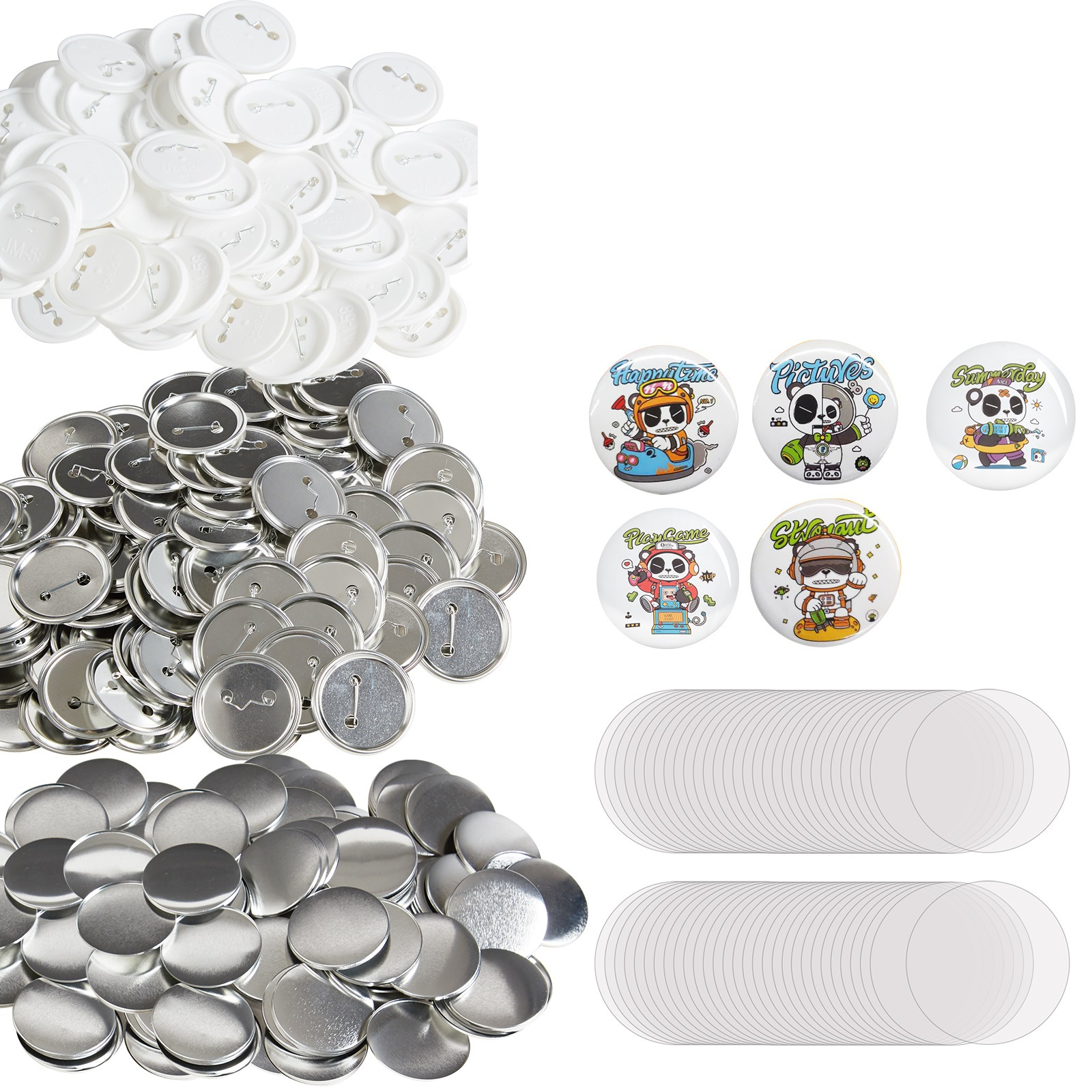 TEMU Fournitures de pièces de badges bouton 2,25" 58mm / 3" 75mm pour machine à faire des badges 500 ensembles / 200 ensembles. Machine à badges non