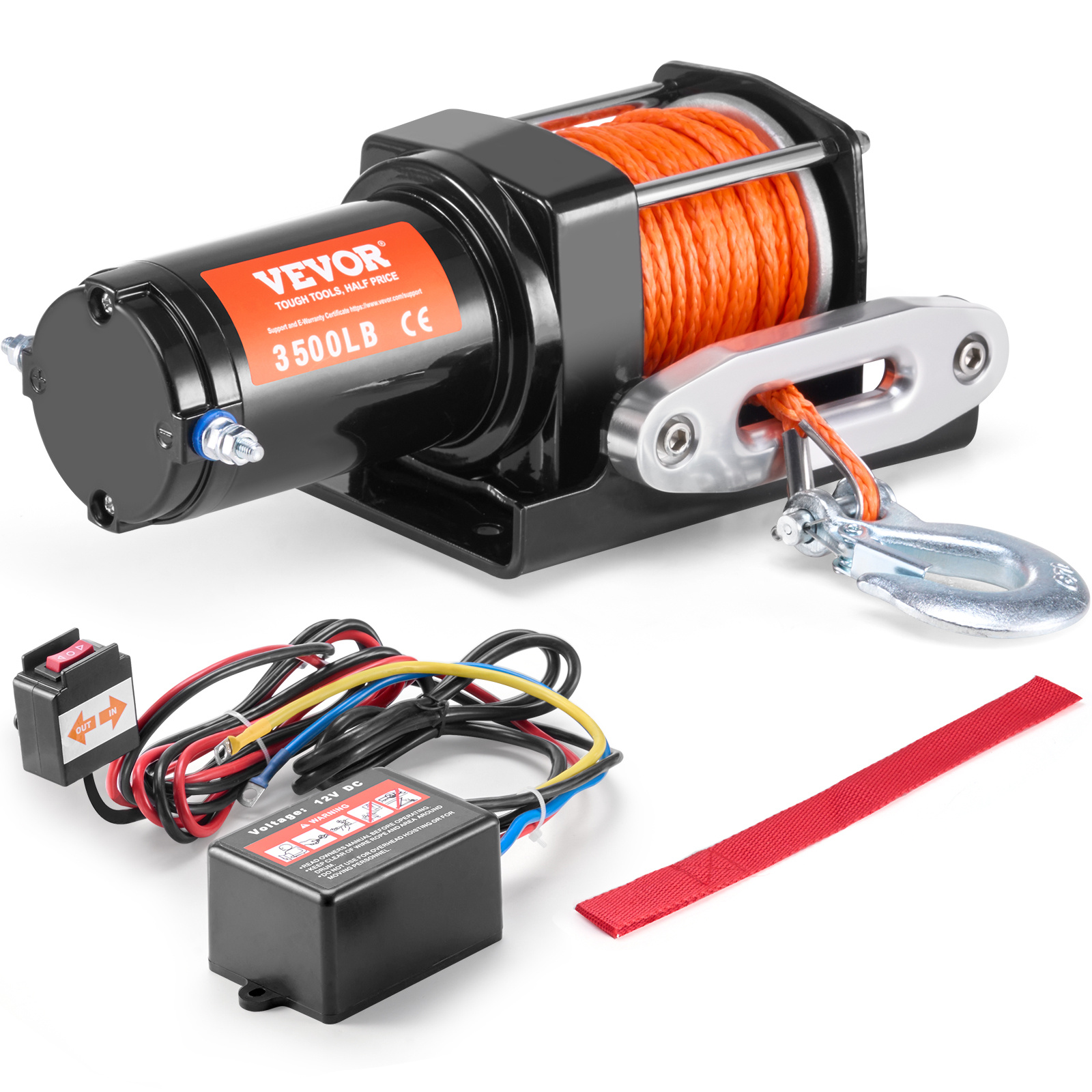 TEMU Vevor Electric Winch Atv Utv 3500 Lb Synthetic Rope Waterproof Wired Control