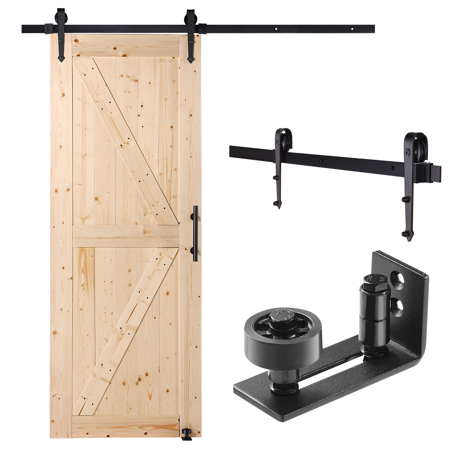 TEMU Kit de porte de et de matériel VEVOR 30*84 pouces / 42*84 pouces Kit de porte de coulissante en bois effort