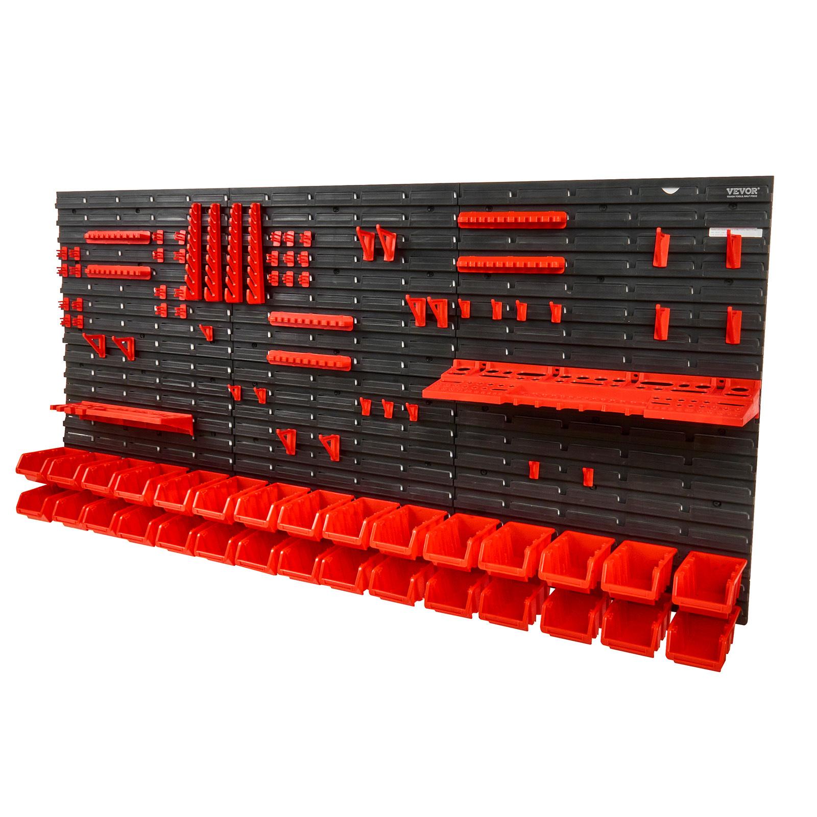 TEMU VEVOR 30/48 emplacements, rangement mural/étagère à outils, étagère à outils de garage en plastique avec panneaux muraux, organisateur d'outils