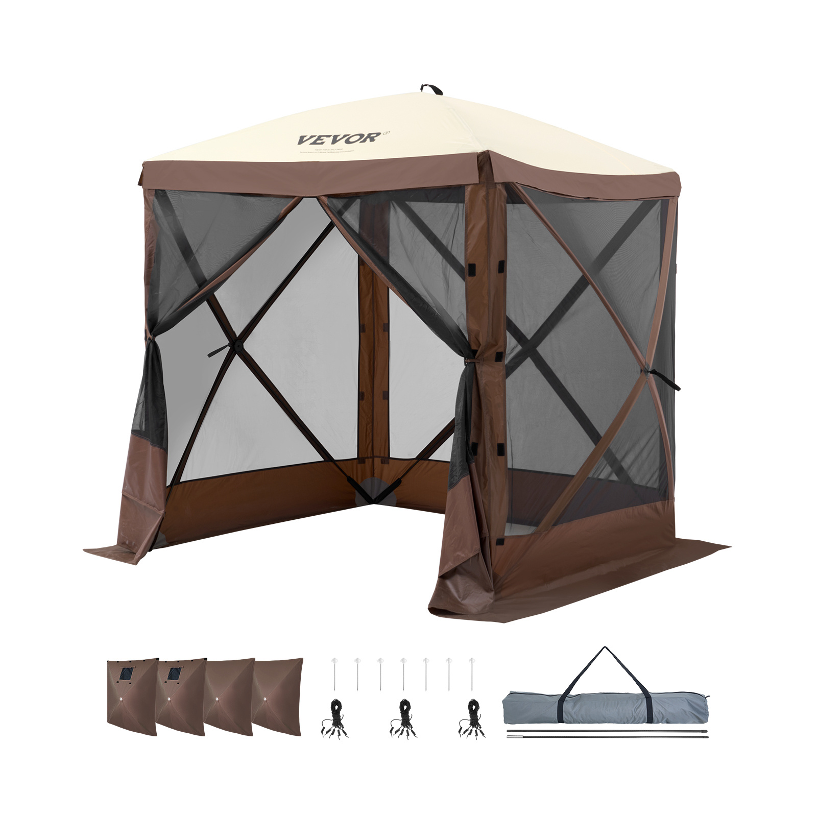 TEMU Tente À Écran Pop-Up, Tente À Écran Pop-Up 4 Côtés Avec Abri Solaire, 4 Tissus De Vent Amovibles Et Fenêtres En , Tente À Écran À Montage Rapide