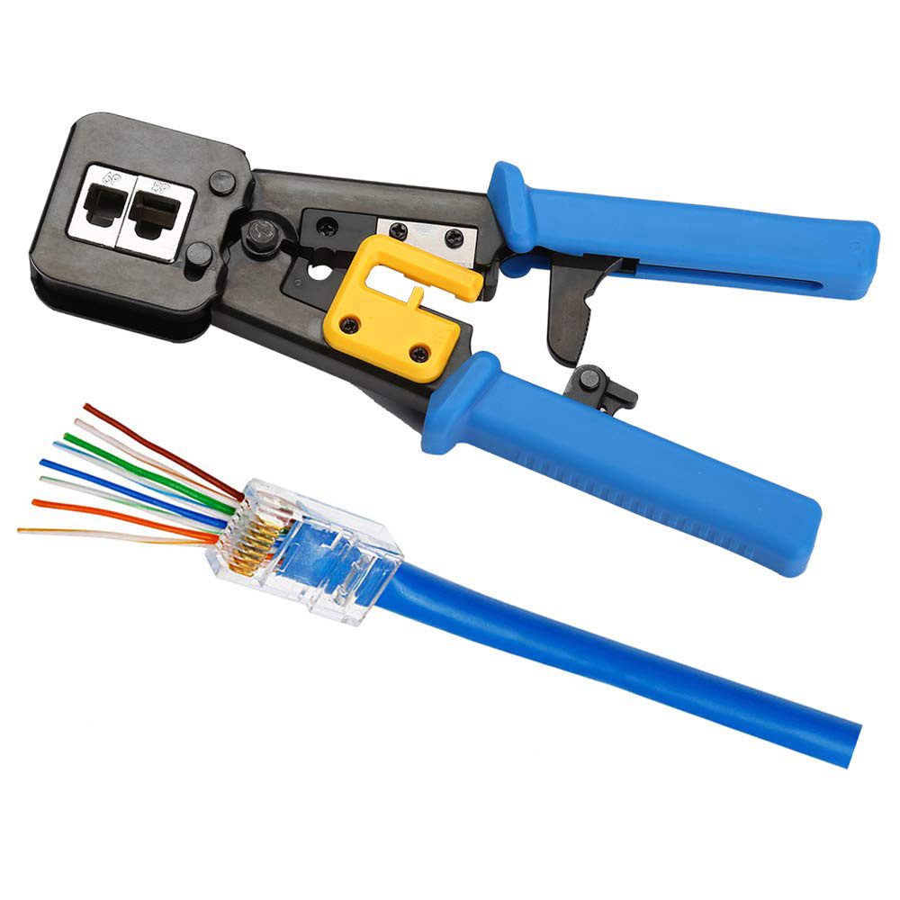 TEMU Rj45 Crimp Tool Pass Through Cat5e Cat6 Crimping Tool For Rj45/rj12 Regular