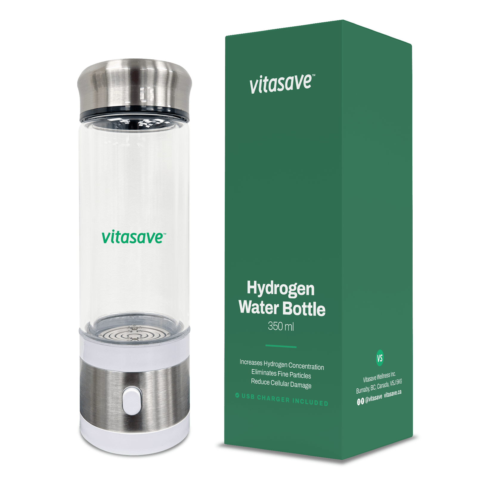 TEMU Bouteille d'eau à l'hydrogène - Générateur d' en hydrogène portable avec technologie SPE/PEM - 350 ml - Rechargeable, BPA, hydratation santé et