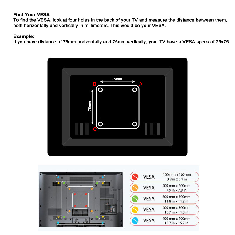 TEMU Support mural pour téléviseur plat, support de moniteur pivotant et inclinable, LED LCD HDTV, 14 à 27 pouces