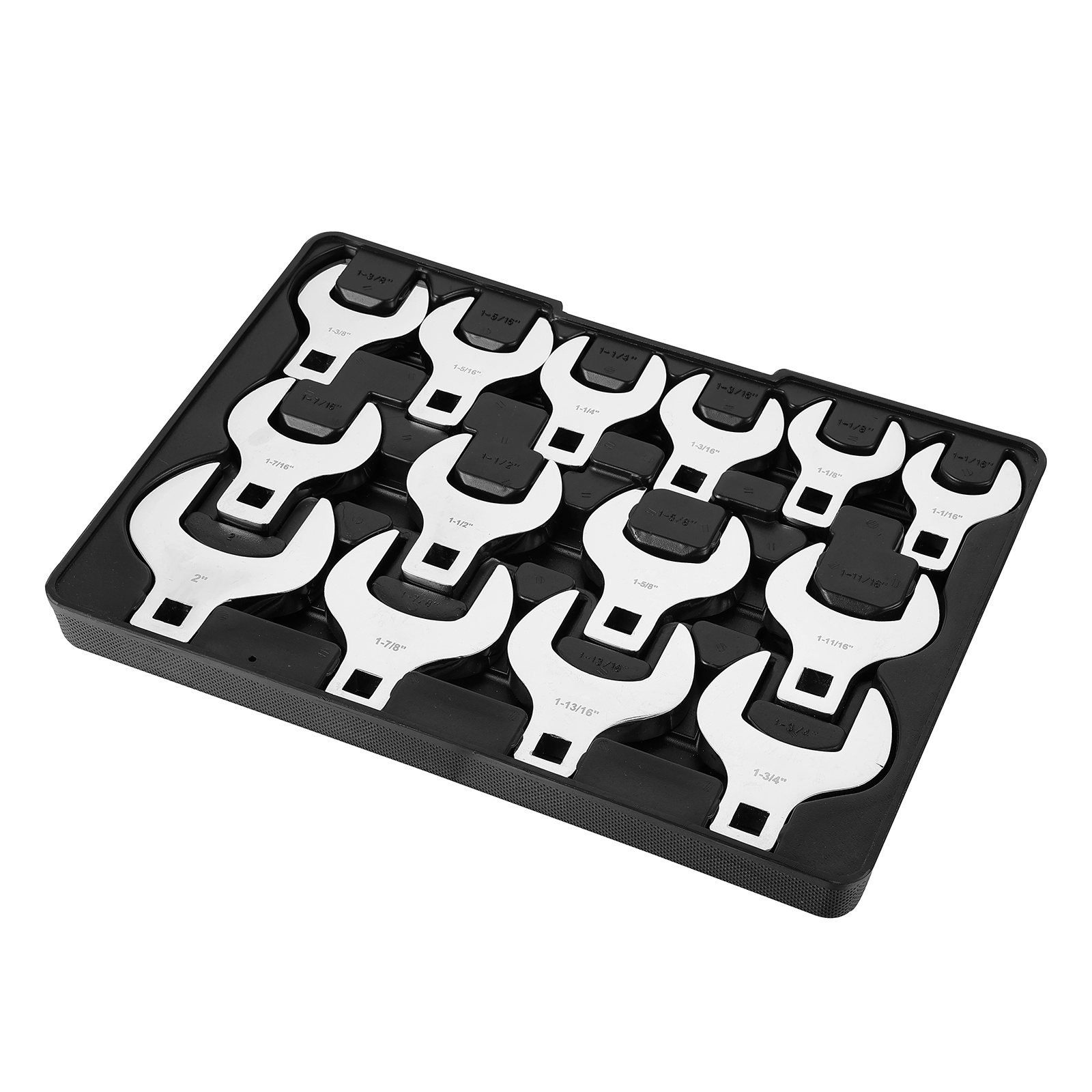 TEMU Ensemble de clés à bec de VEVOR, 1/2" de couple, 14 pièces SAE (1-1/16" - 2") avec plateau de rangement, matériau 40CR avec taille gravée au