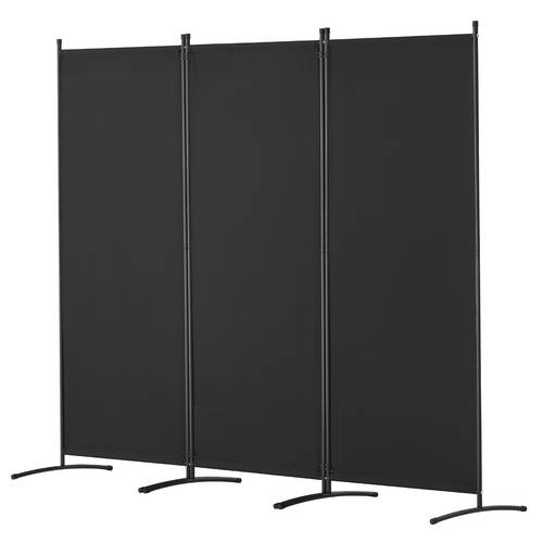 room divider 3 panel folding privacy screen fabric partition office black