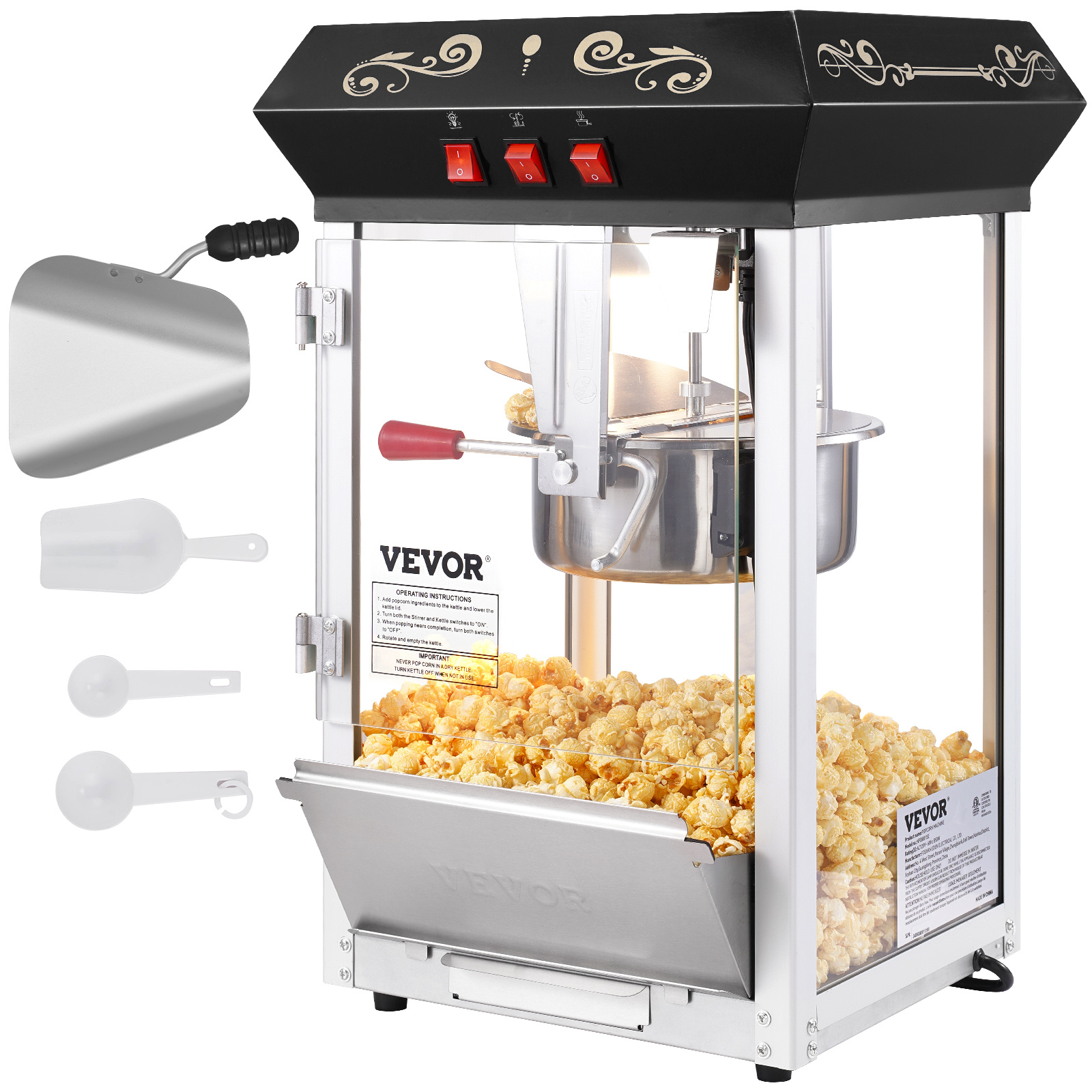 TEMU VEVOR Popcorn Popper Machine, machine à faire des céréales, 400W/850W, 4 oz/8 oz, noir