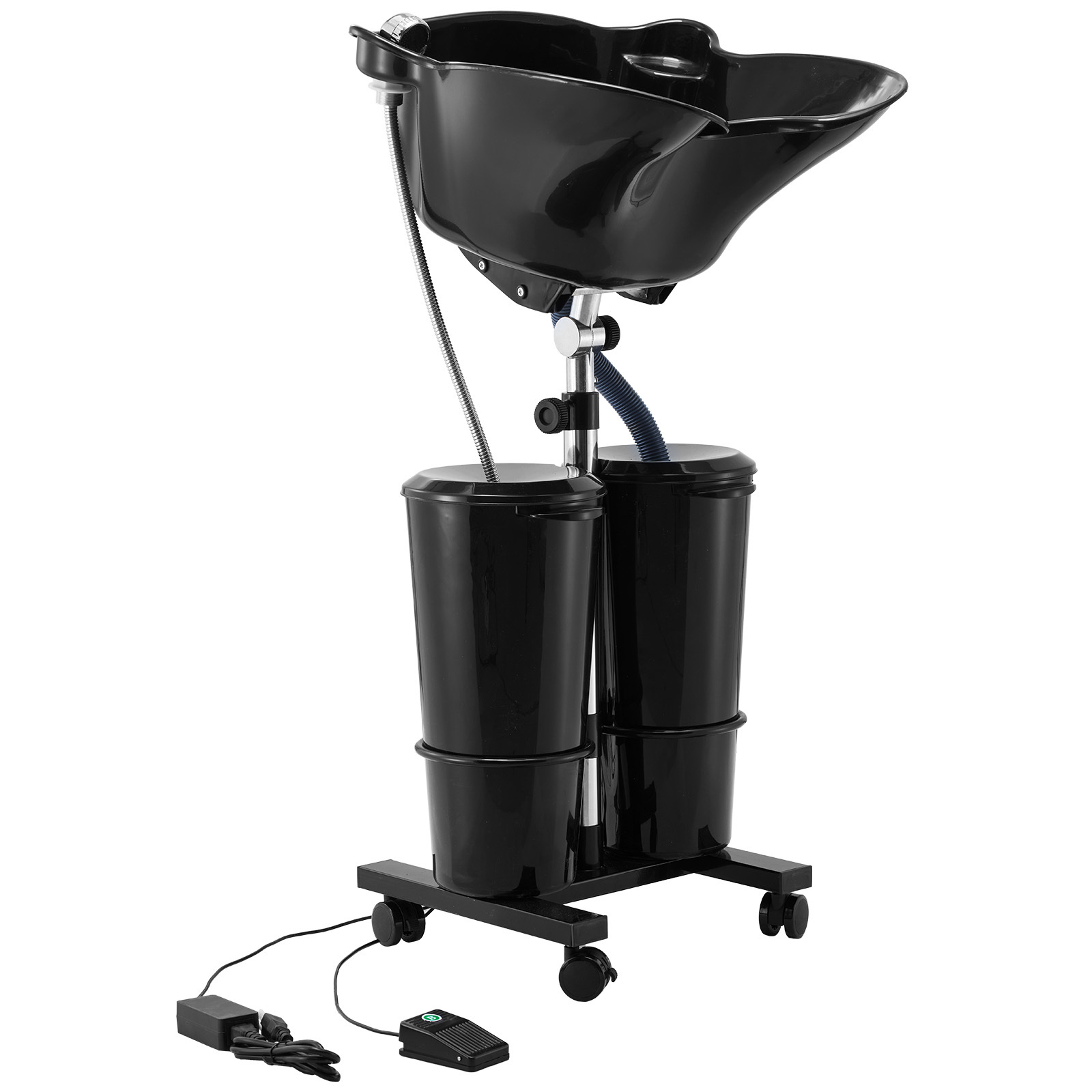 TEMU VEVOR 1pièce Bol de lavage de cheveux portable avec tuyau d'égouttage, 2 seaux, bac de lavage de cheveux réglable en hauteur, lavabo de salon