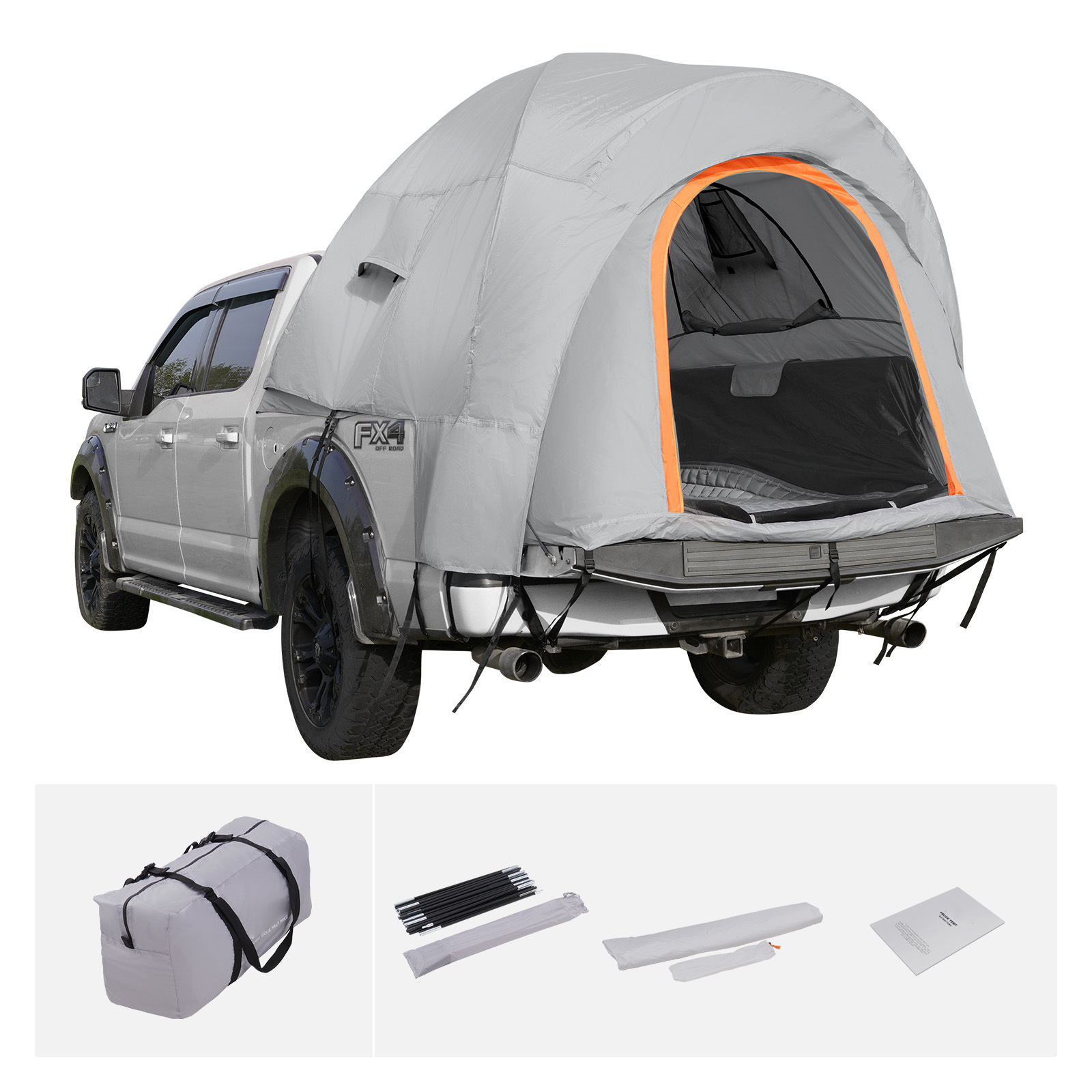 TEMU Tente de lit de camion VEVOR, 5,5 x 6/6,4 x 6,7 pouces, tente de camionnette avec couche de pluie et sac de transport, tente de camion étanche à