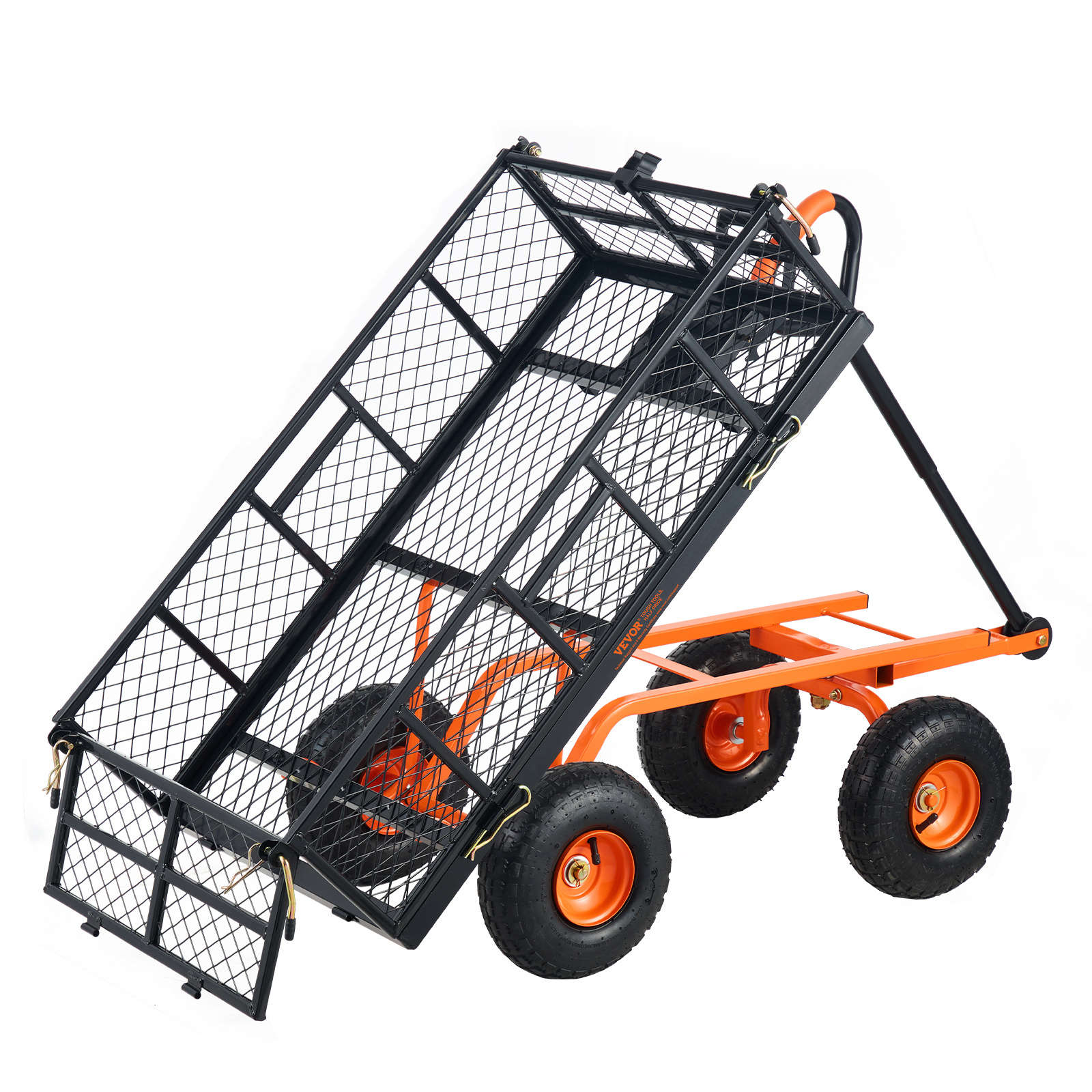 TEMU VEVOR chariot de déchargement, chariot de jardin en métal avec cadre facile à assembler, chariot de déchargement avec poignée convertible ,