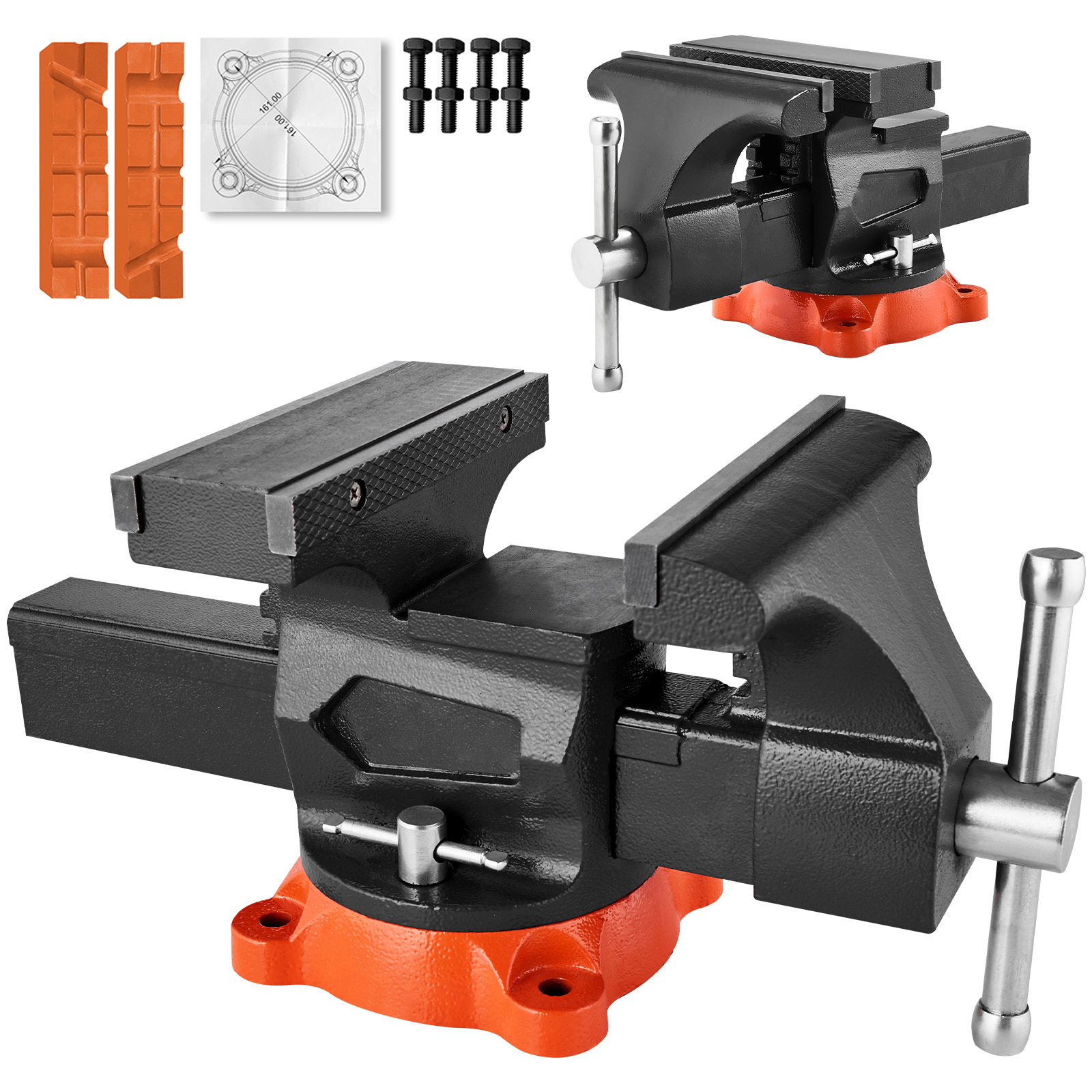 TEMU Vevor 4.5/5/5.5/6/6.5/8 In Bench Vise Multipurpose Heavy Duty Iron/gray Cast Iron Swivel Locking
