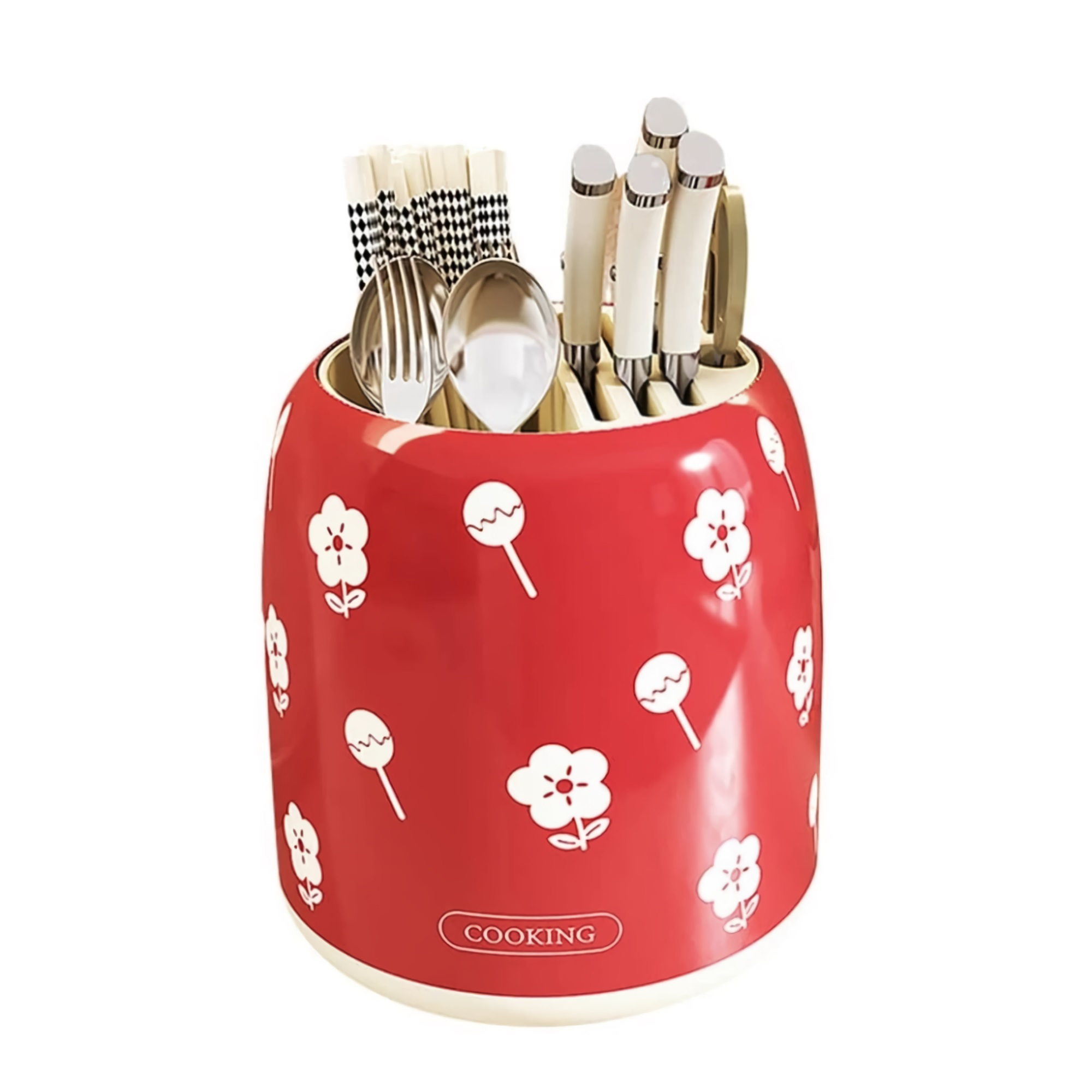 TEMU Support de couteau rotatif pour meubles MSW, organisateur de comptoir de cuisine, porte-ustensiles pour couteaux, cuillère, , couverts