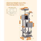 cat tree 61 inch cat tower for indoor cats plush multi level cat condo with 5 scratching posts 2 perches 2 caves hammock 2 pompoms